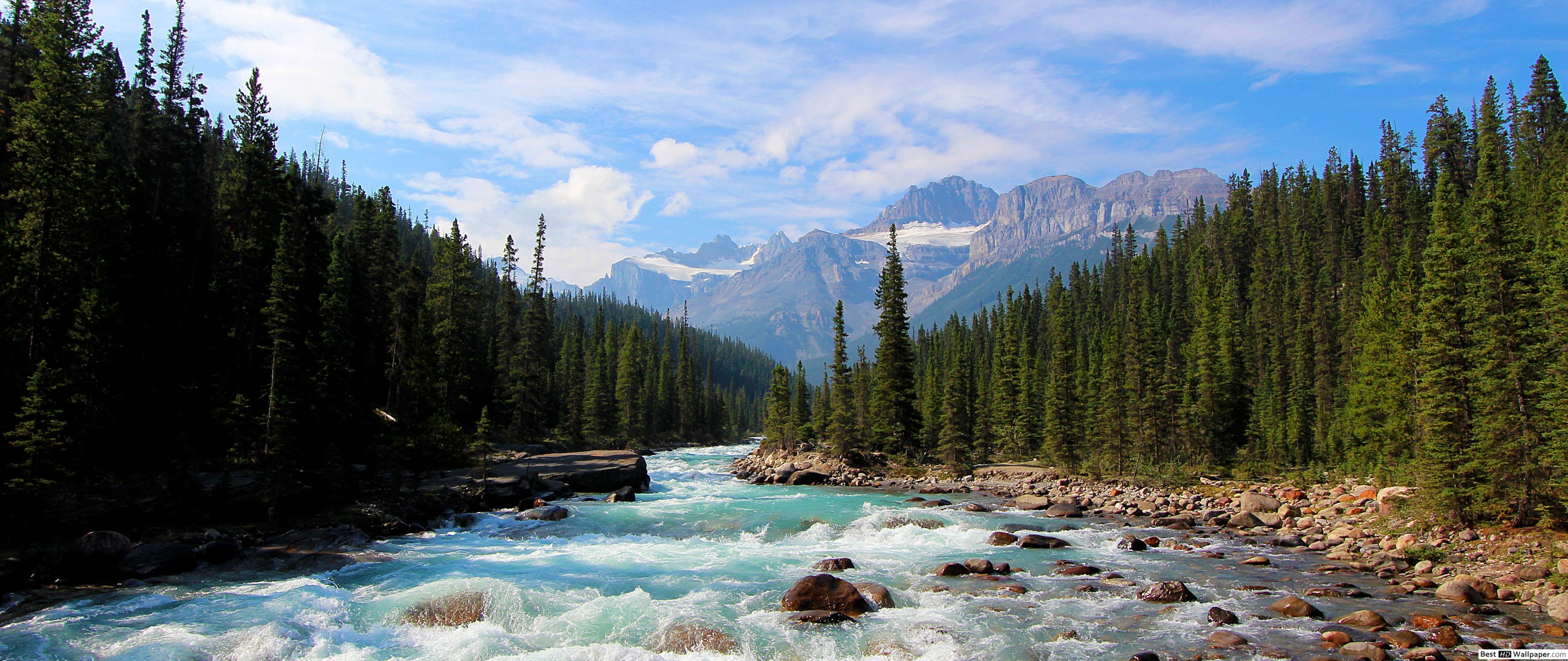 5120x2160 River in Banff National Park in Canada HD wallpaper download, Dual Screen