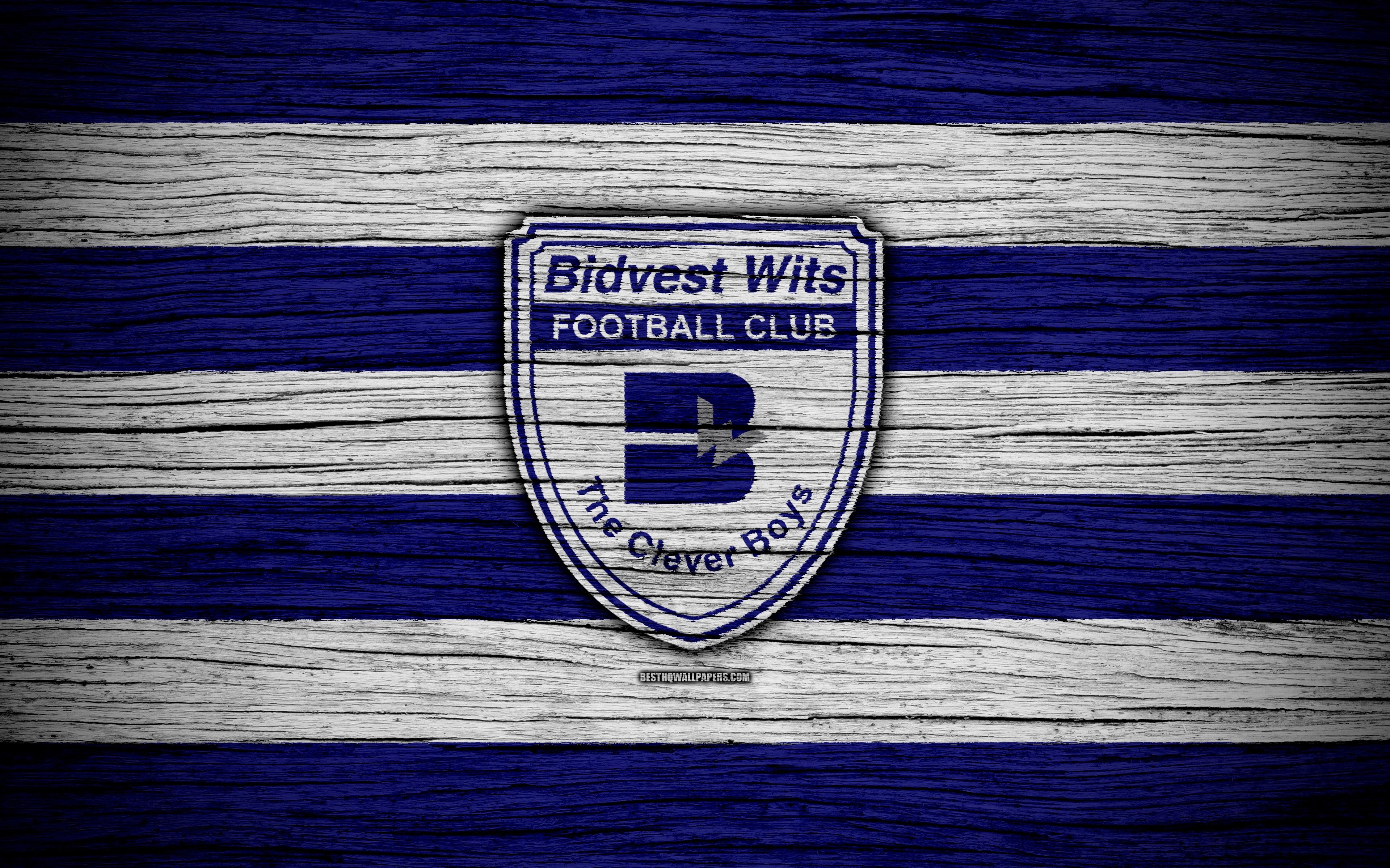 3840x2400 Download wallpaper FC Bidvest Wits, 4k, wooden texture, South, Desktop