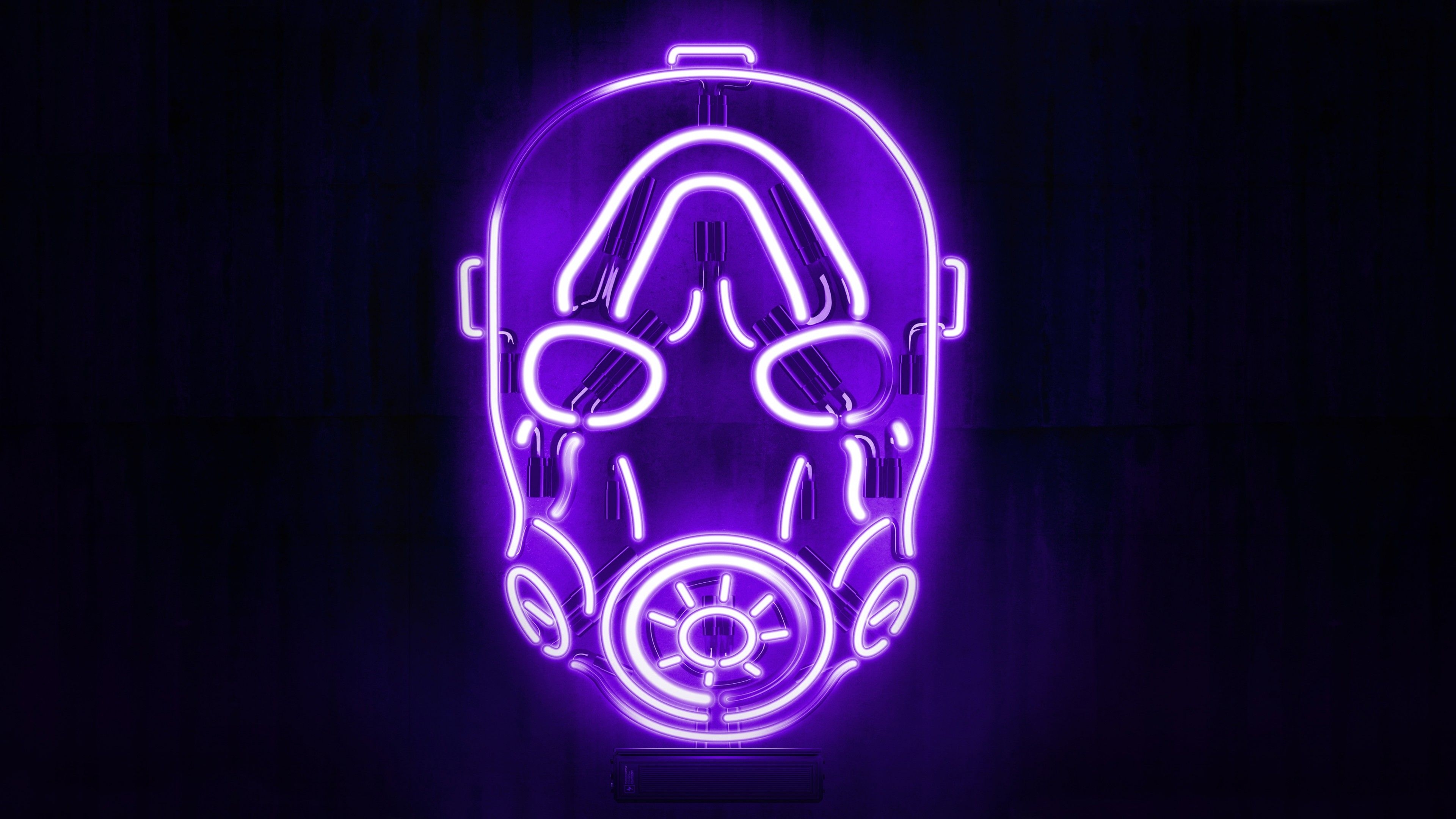 3840x2160 Borderlands Psycho Mask 4K Wallpaper, Neon, Black background, Graphics CGI, Desktop