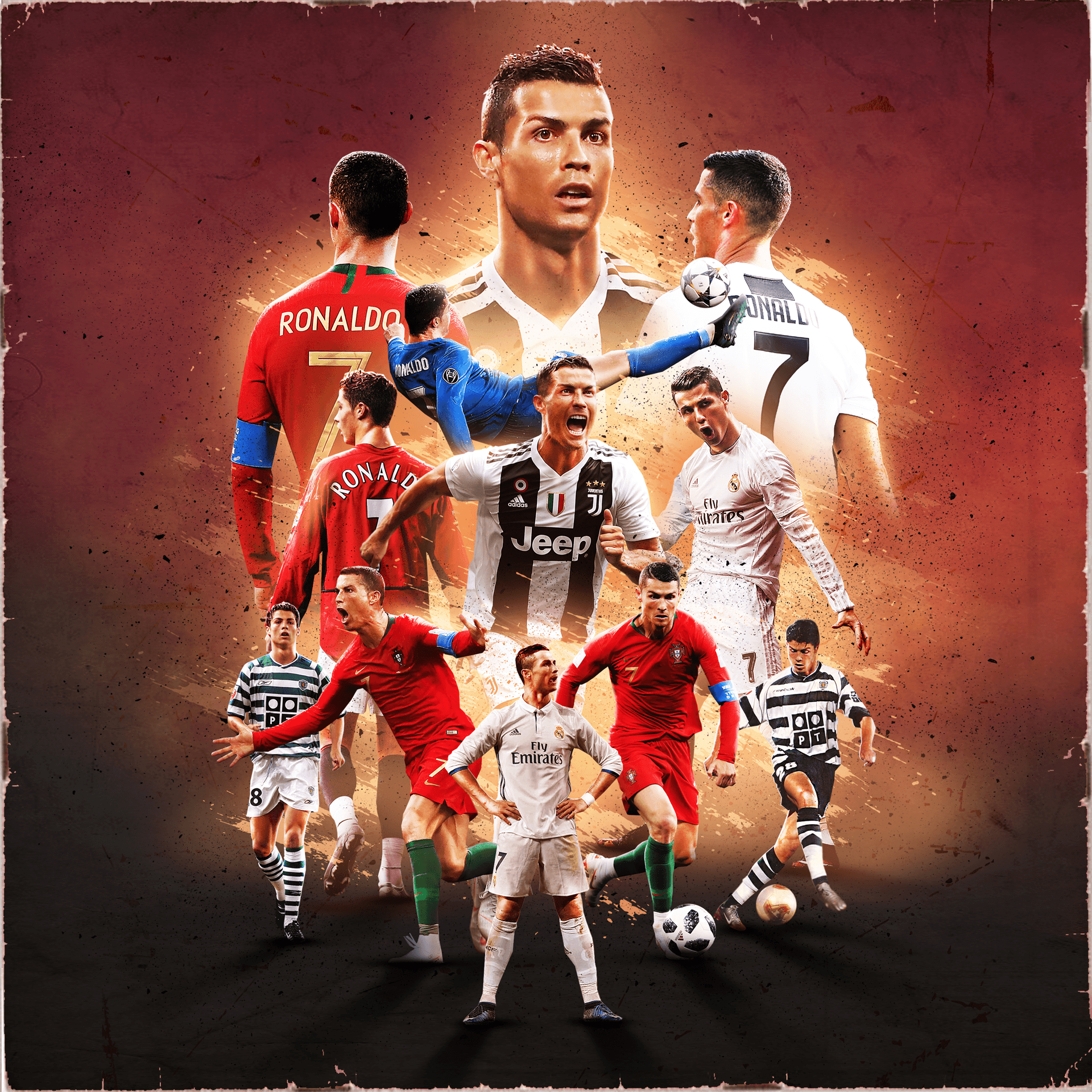 1920x1920 Football Collage. Ronaldo soccer, Cristiano ronaldo, Christiano ronaldo, Phone