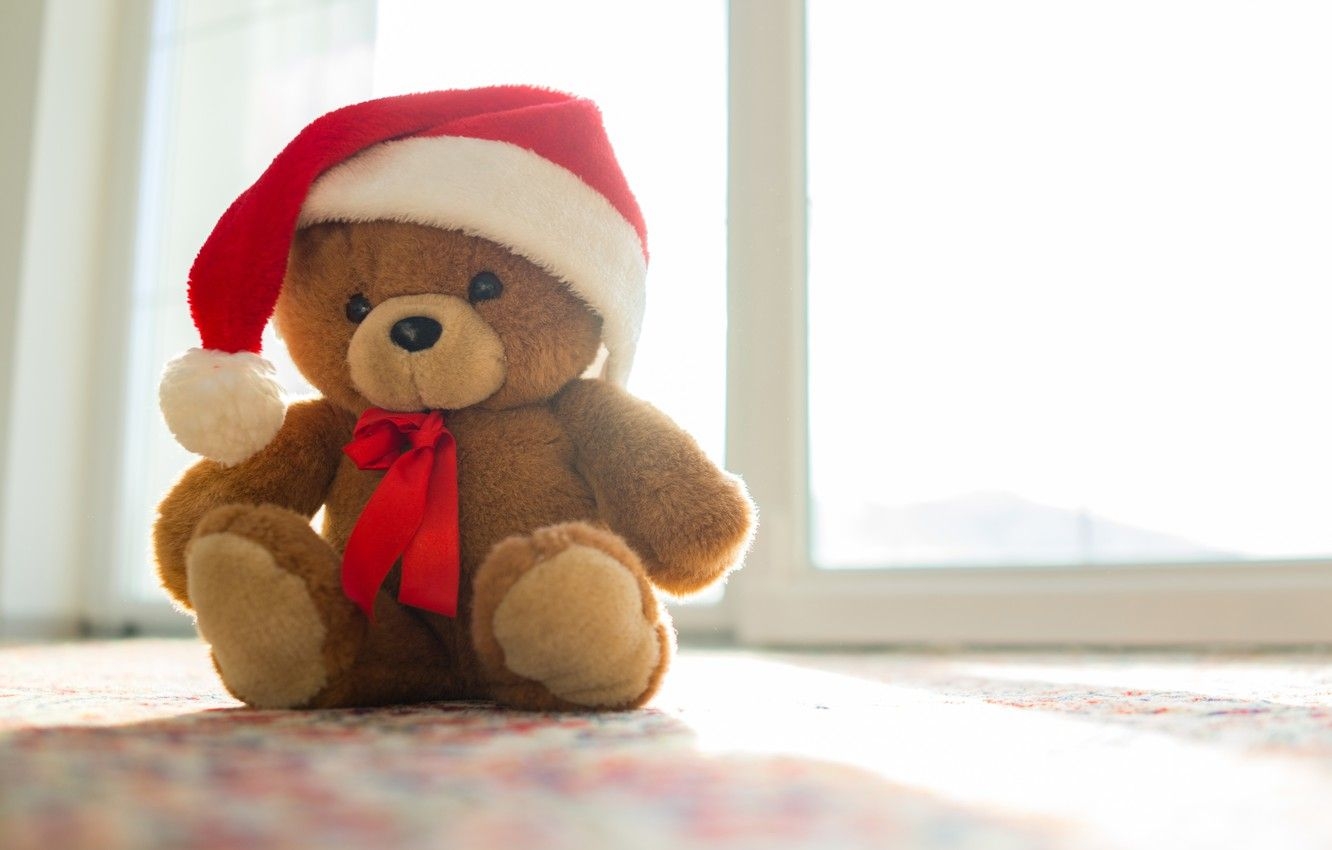 1340x850 Wallpaper New Year, Christmas, bear, Christmas, New Year, teddy bear, Merry, santa hat image for desktop, section новый год, Desktop