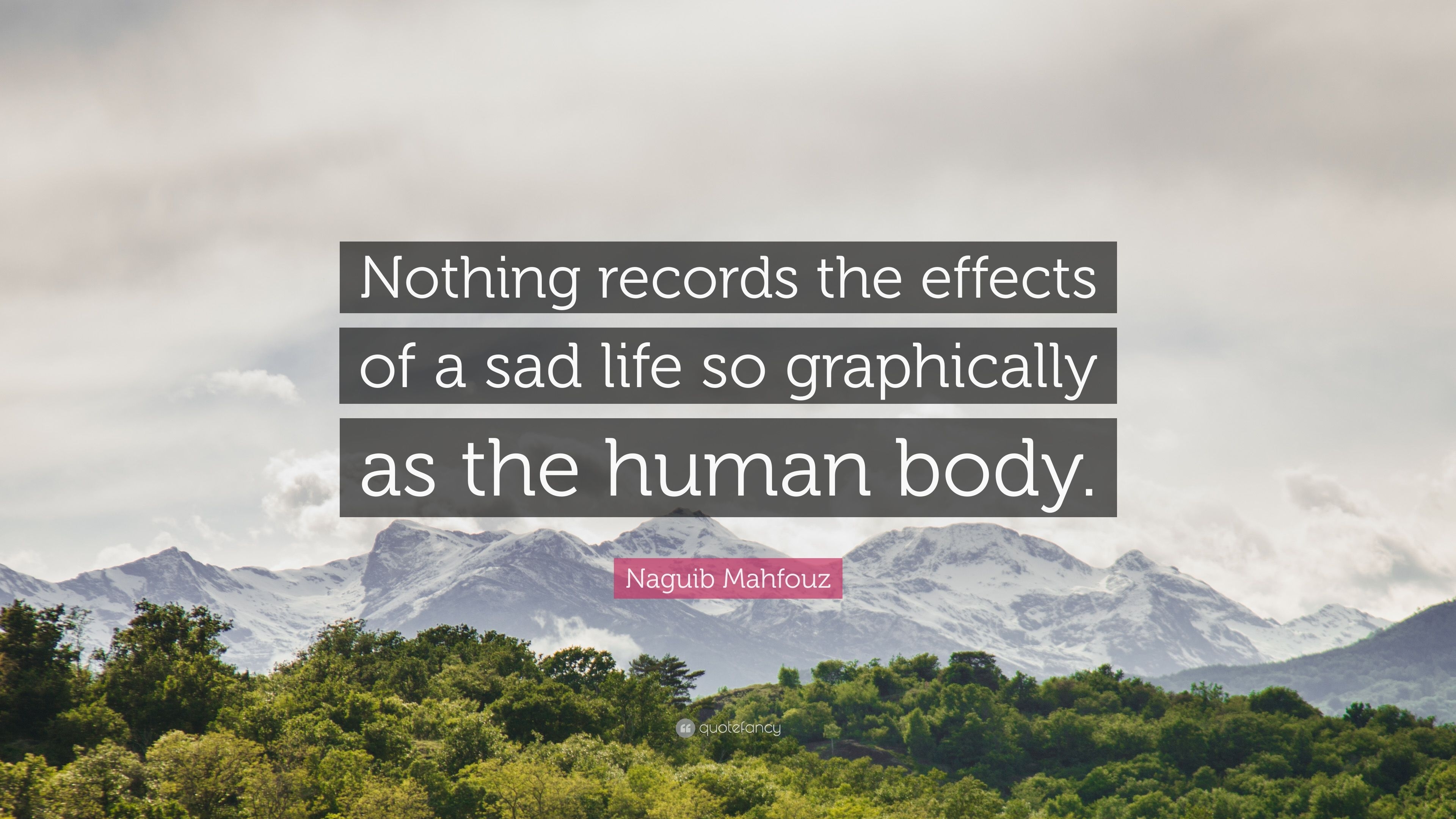 3840x2160 Naguib Mahfouz Quote: “Nothing records the effects of a sad life so graphically as the human body.” (10 wallpaper), Desktop