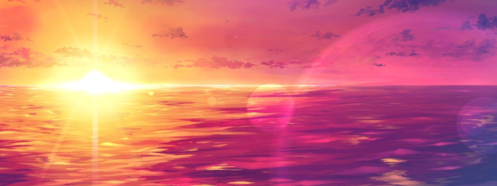 1600x600 Pink Sky Wallpaper, Dual Screen