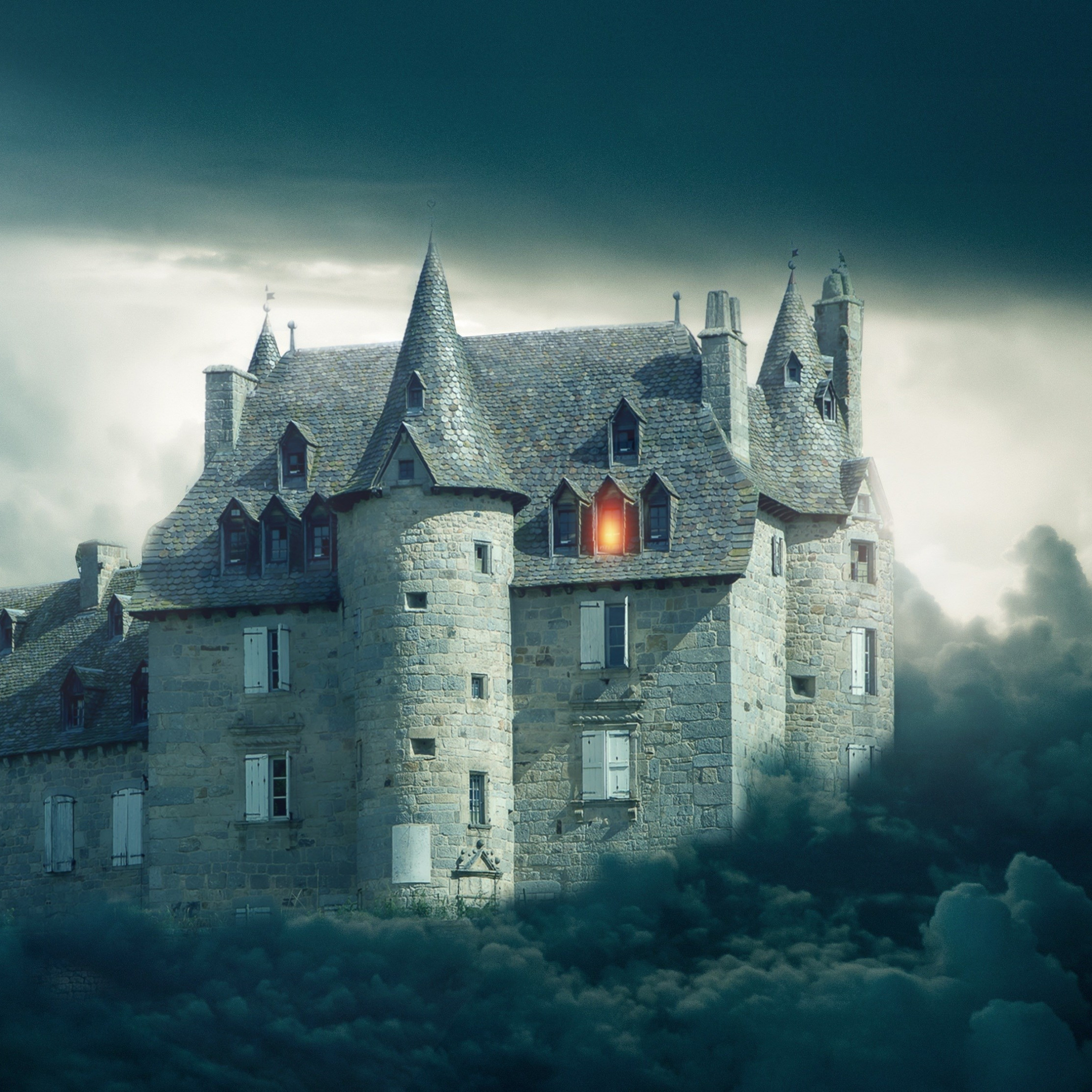 2230x2230 Download wallpaper: Gothic castle, Phone