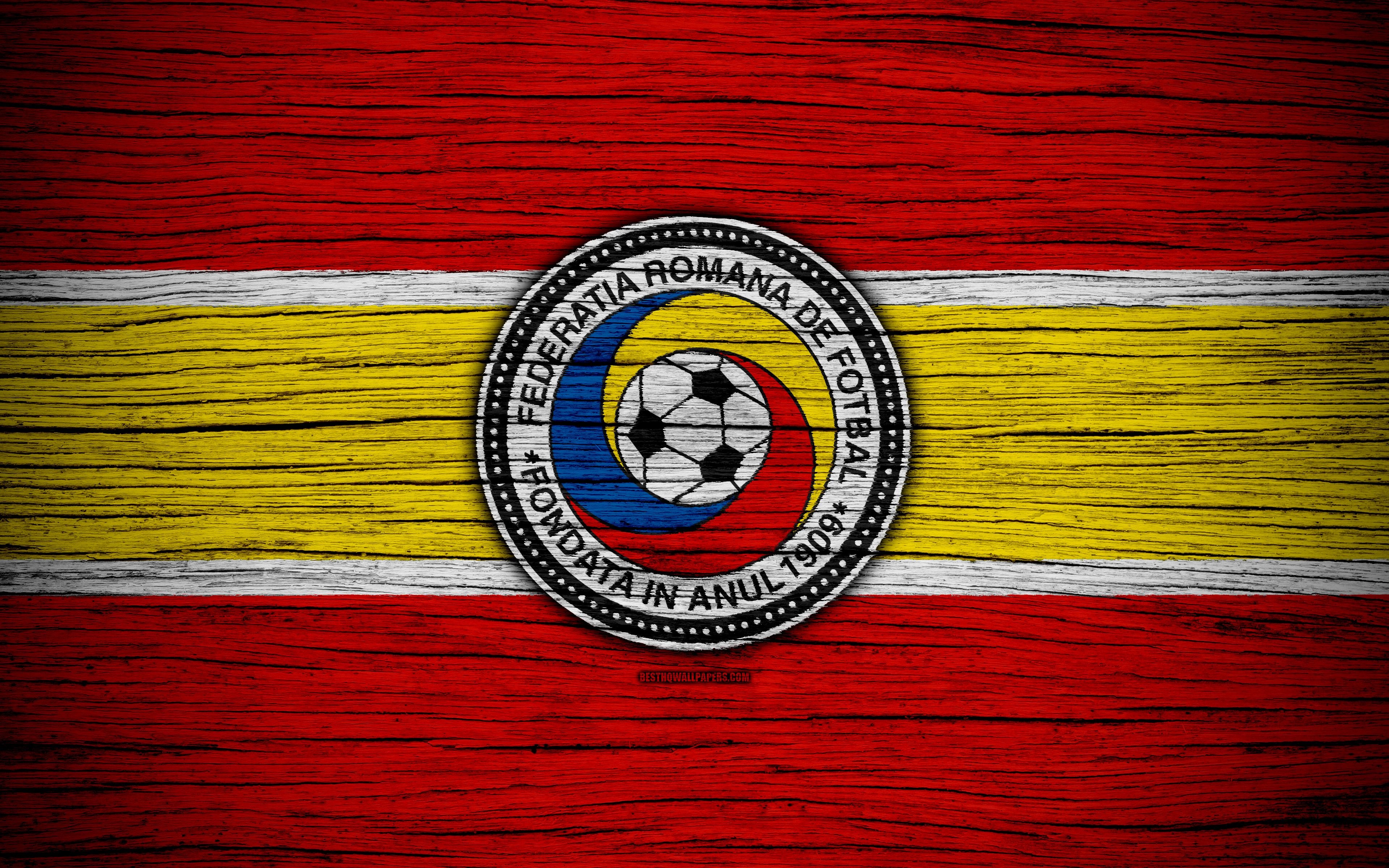 3840x2400 Download wallpaper 4k, Romania national football team, logo, UEFA, Desktop