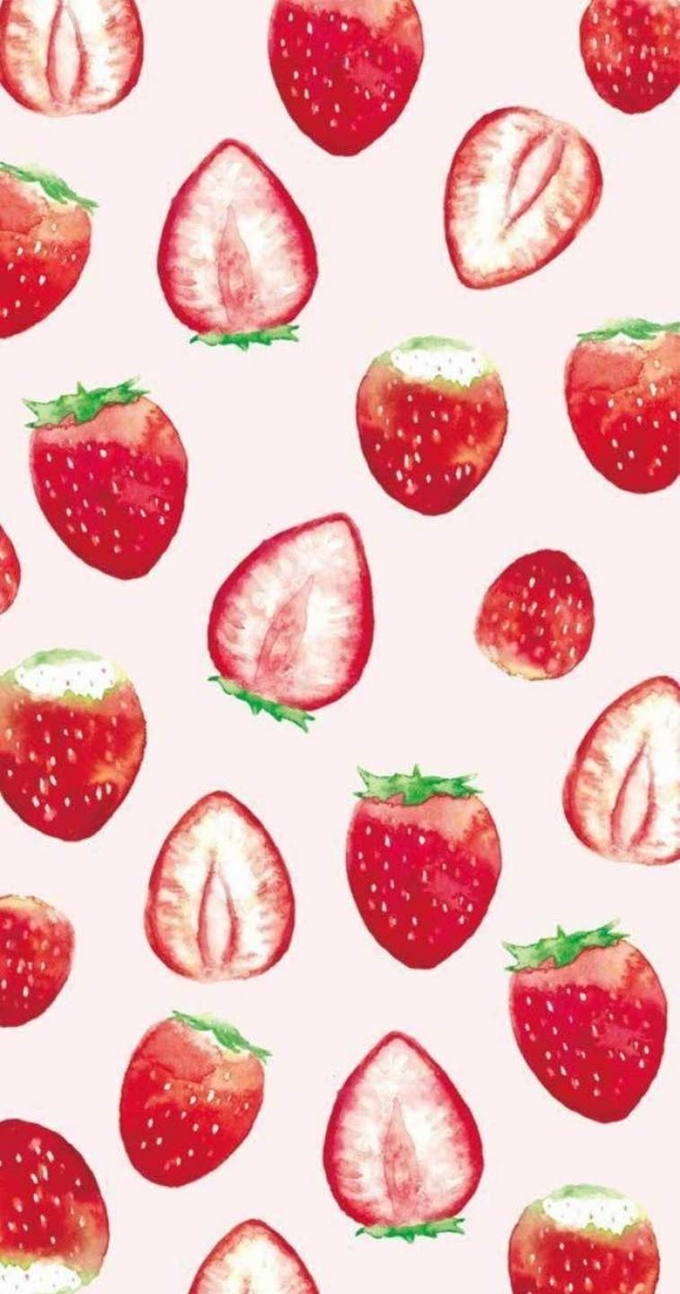 760x1440 strawberry watercolor #wallpaper #watercolor. Aesthetic wallpaper, Download cute wallpaper, Strawberry watercolor, Phone