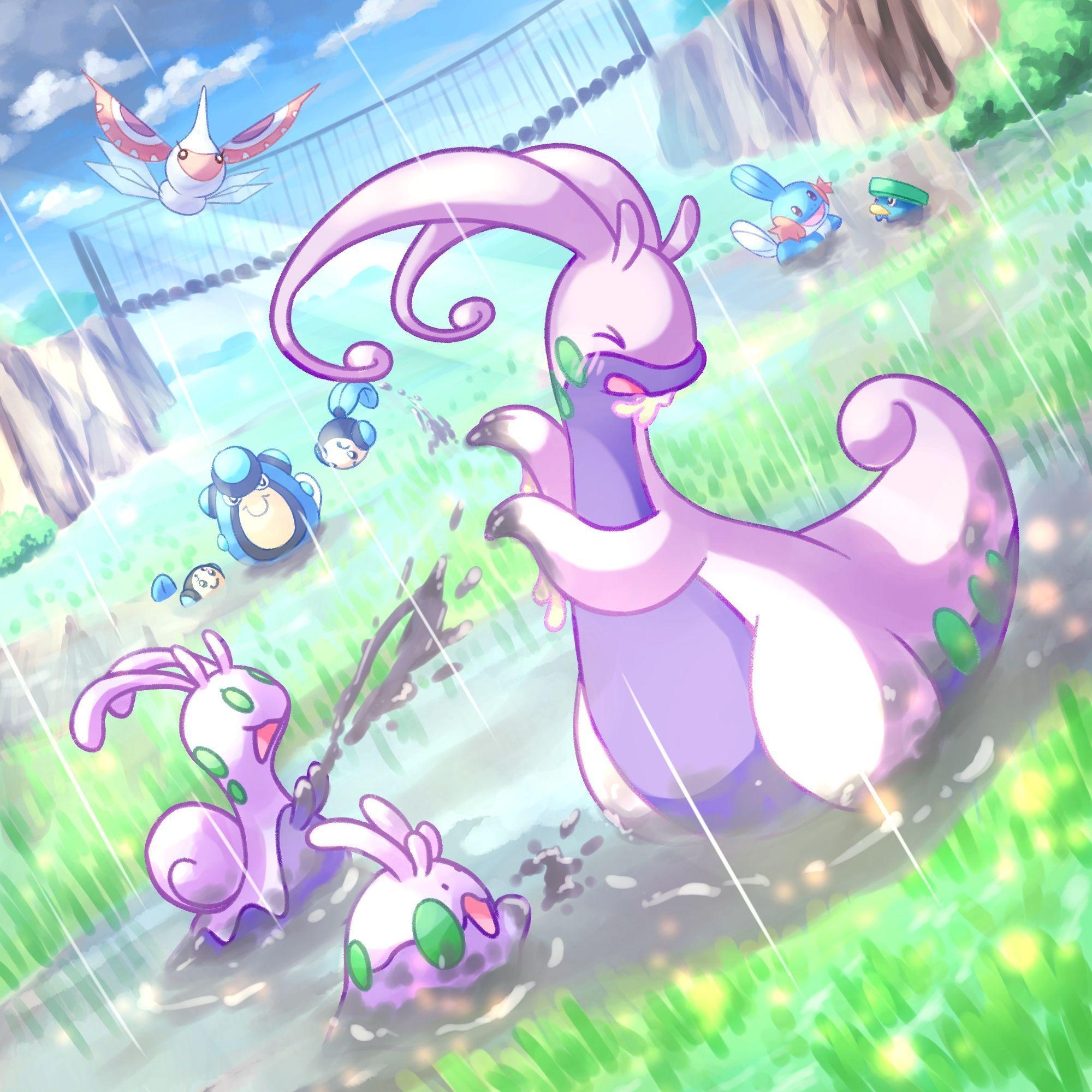 2000x2000 Goomy and Sliggoo splashing mud at a Goodra in the rain. I see a, Phone