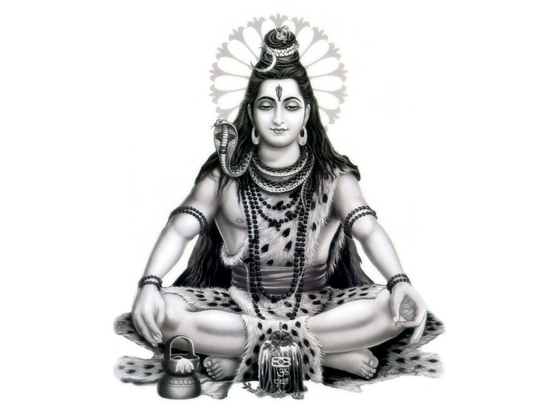 1900x1430 High Resolution Lord Shiva Black And White HD Wallpaper, Desktop