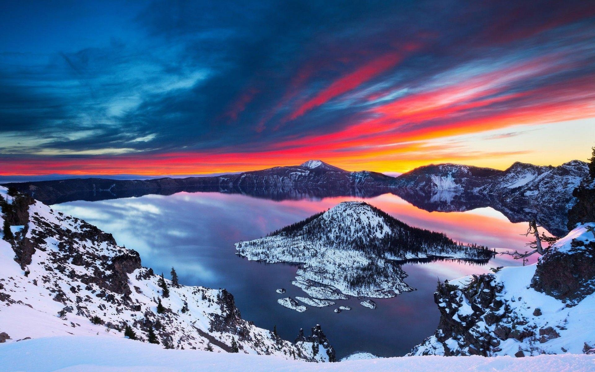 1920x1200 Wallpaper Crater Lake National Park, Cascade Mountains, HD, Nature, Desktop