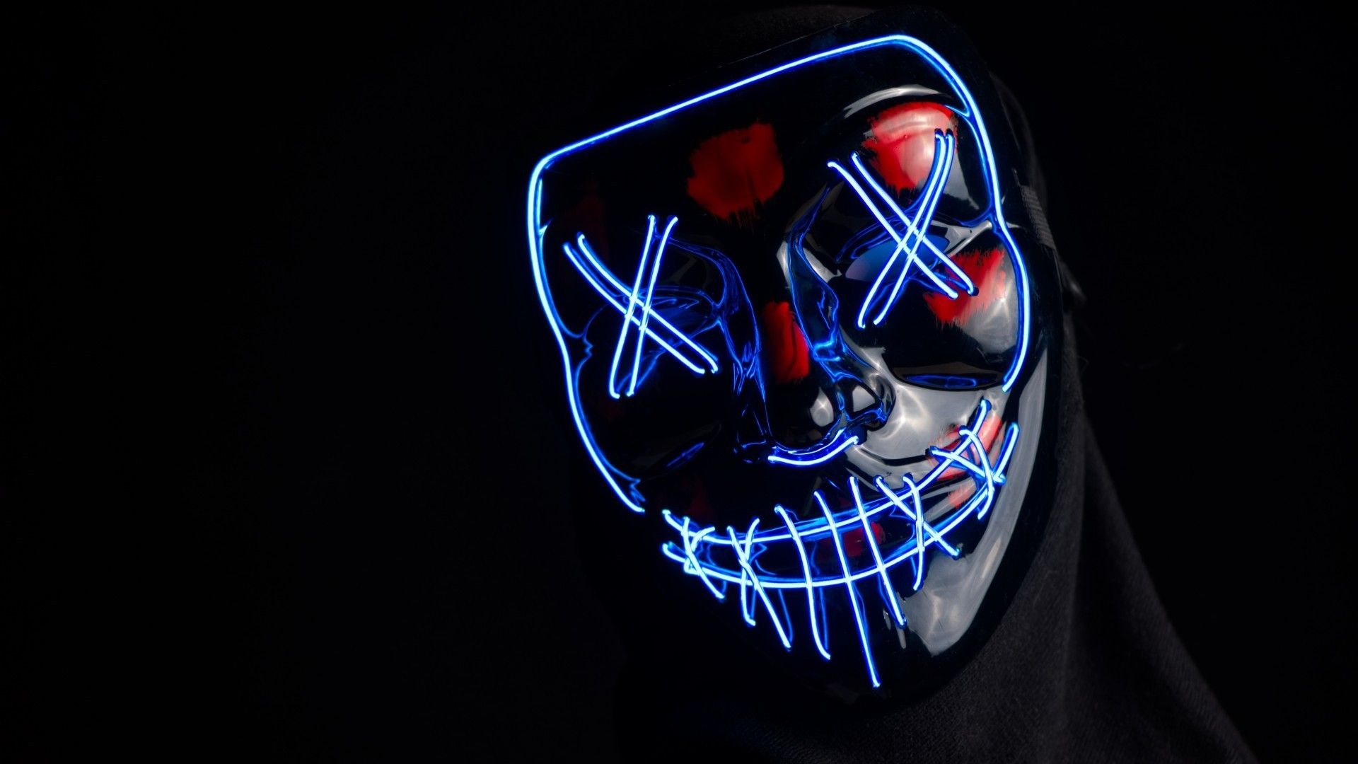 1920x1080 Anonymous, Neon Mask, Creepy, Desktop