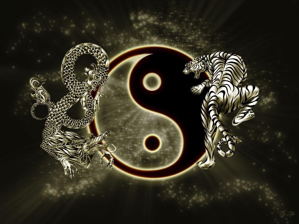 1030x770 Amazing Yin Yang wallpaper with a dragon and a tiger, named 'The, Desktop