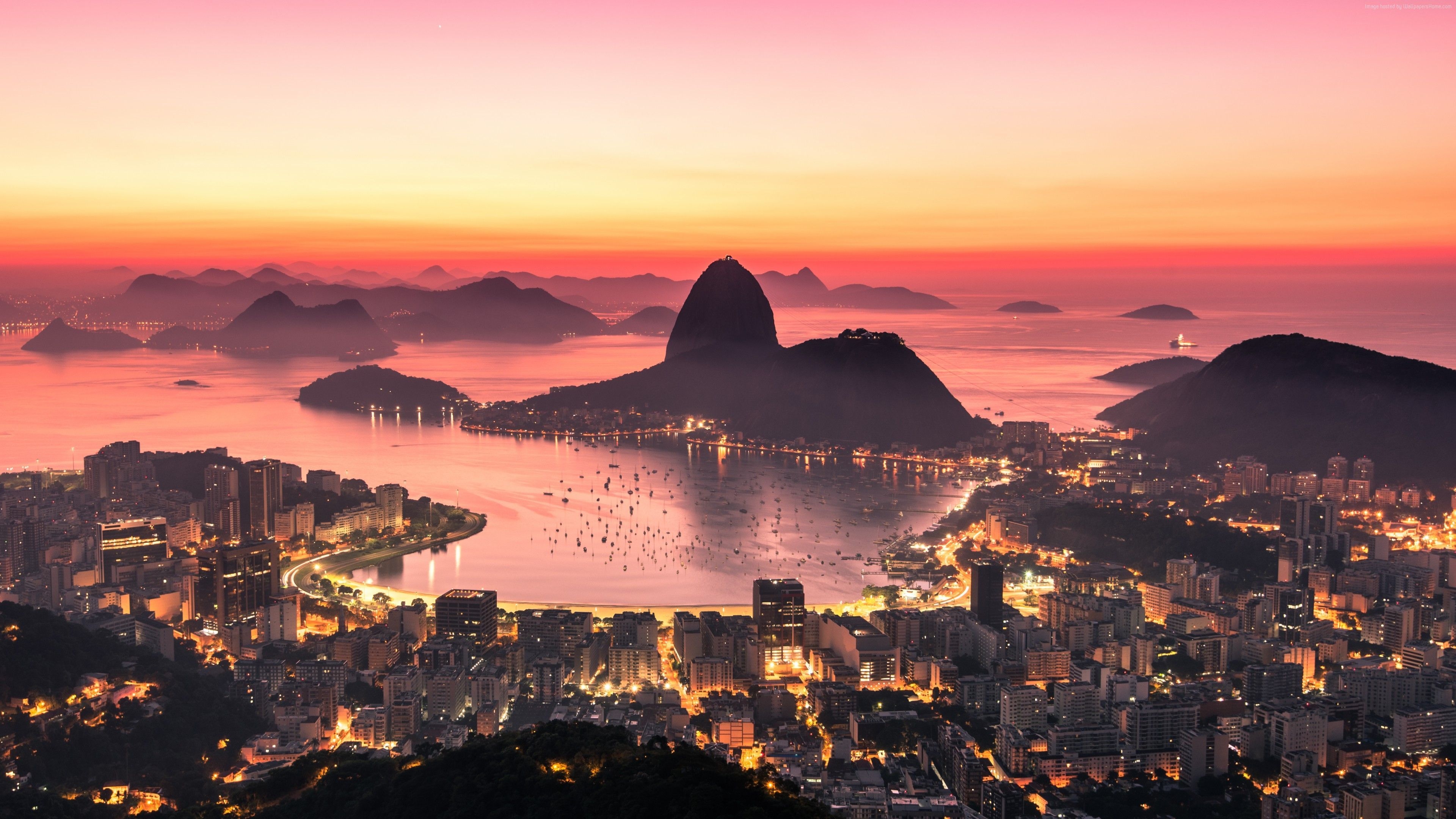 3840x2160 Wallpaper Rio de Janeiro, sunrise, sky, 5k, Travel, Desktop