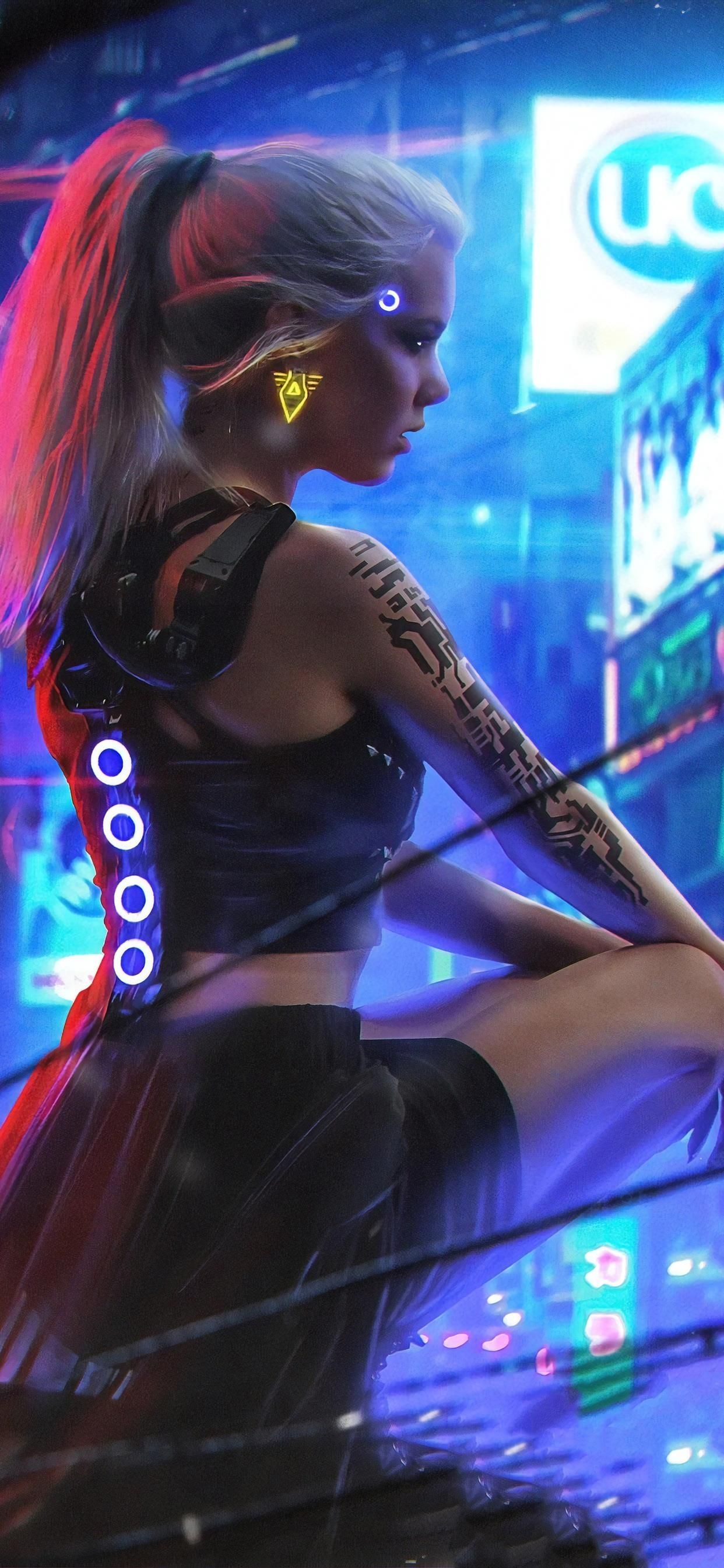 1250x2690 Cyberpunk Neon Wallpaper 4k HD Wallpaper, Phone