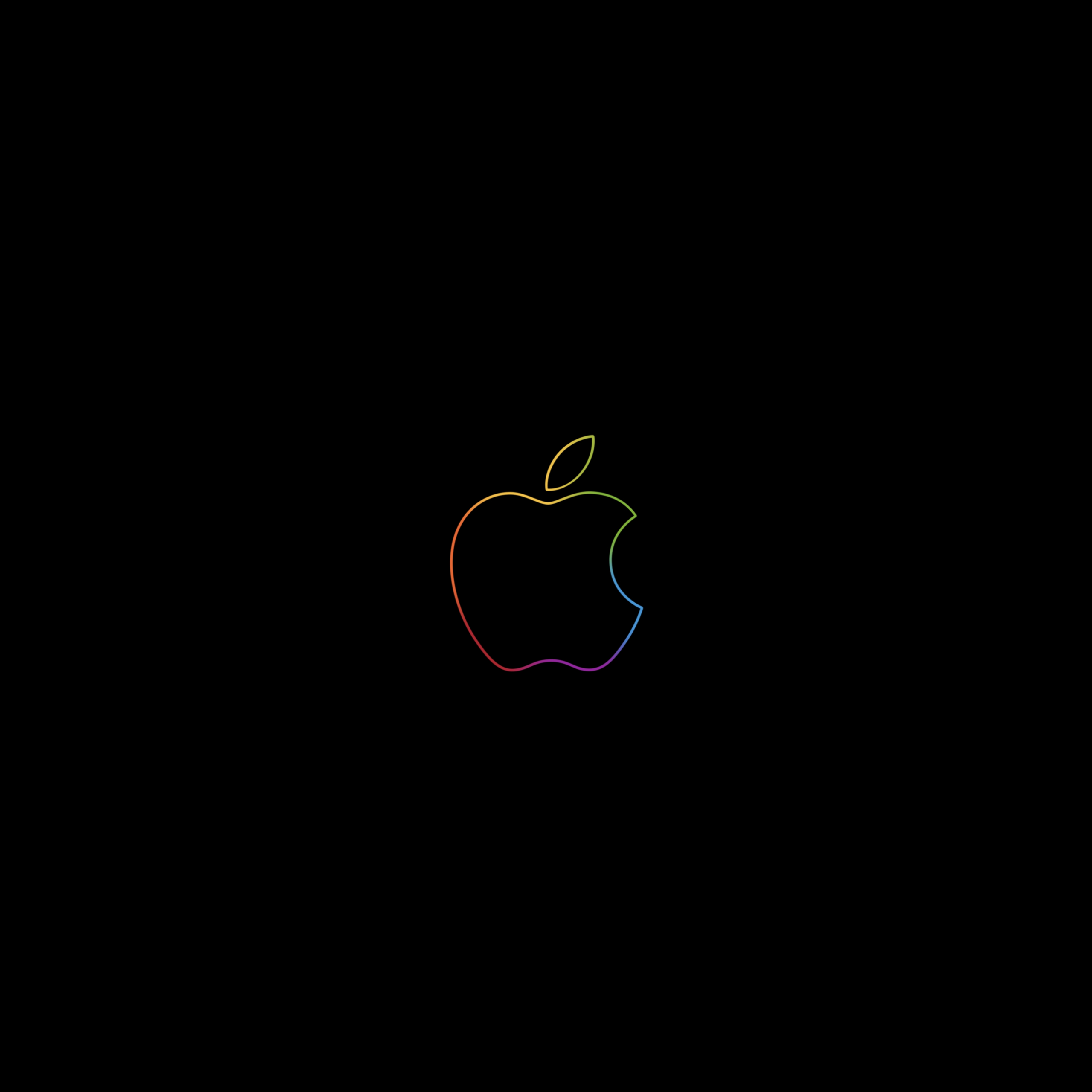 2560x2560 Apple logo 4K Wallpaper, Colorful, Outline, Black background, iPad, HD, Technology, Phone