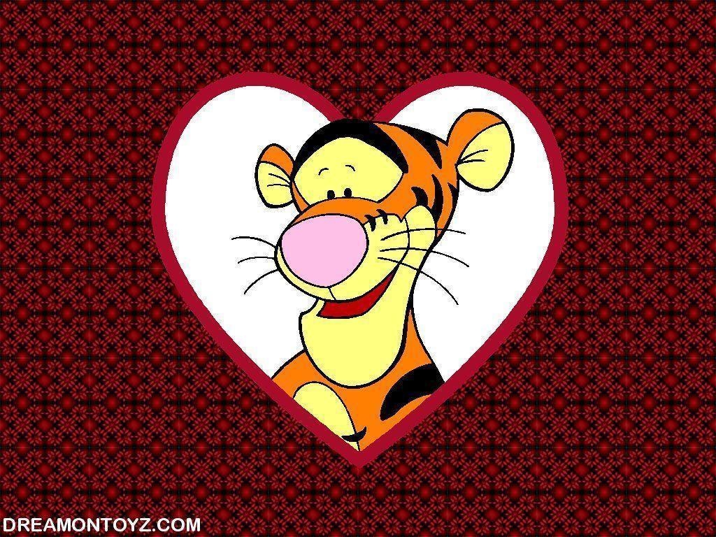 1030x770 FREE Cartoon Graphics / Pics / Gifs / Photographs: Tigger in heart, Desktop