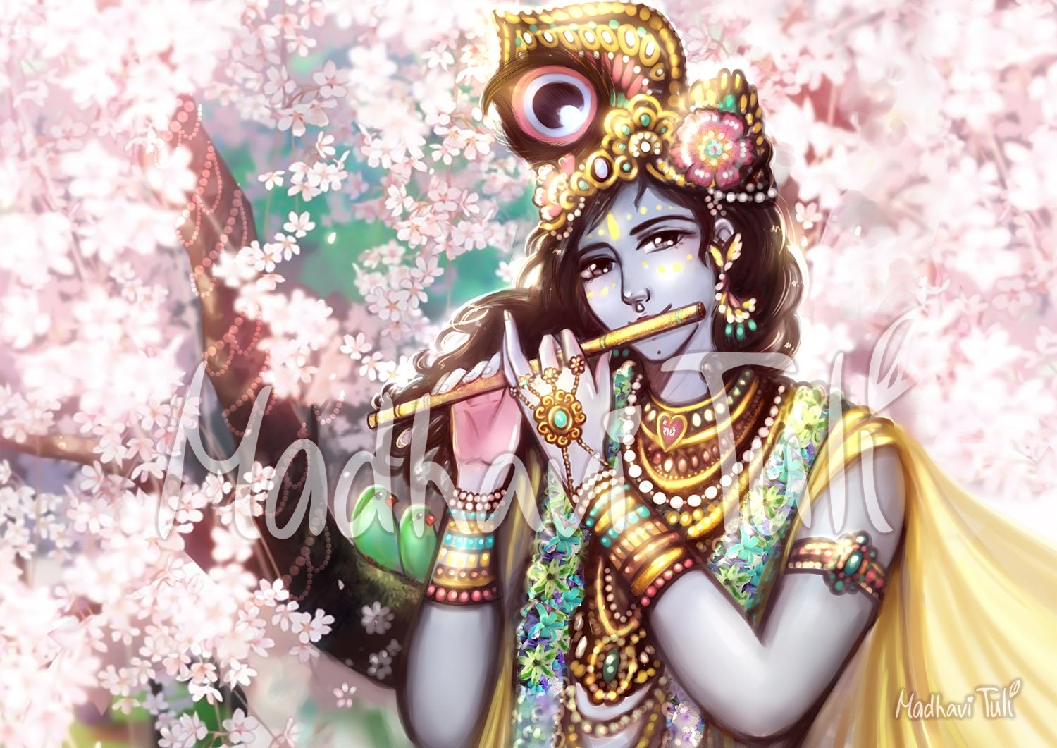 1500x1070 HD File Shri Krishna Playing Flute High Quality Wallpaper, Desktop