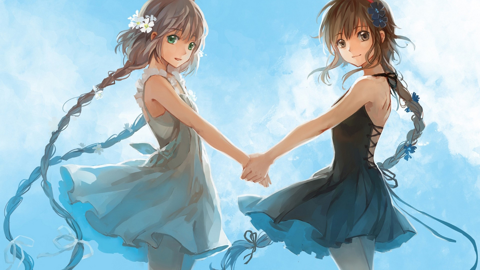 1920x1080 Vocaloid, sisters, holding hands, hatsune family, anime sisters wallpaper, Desktop