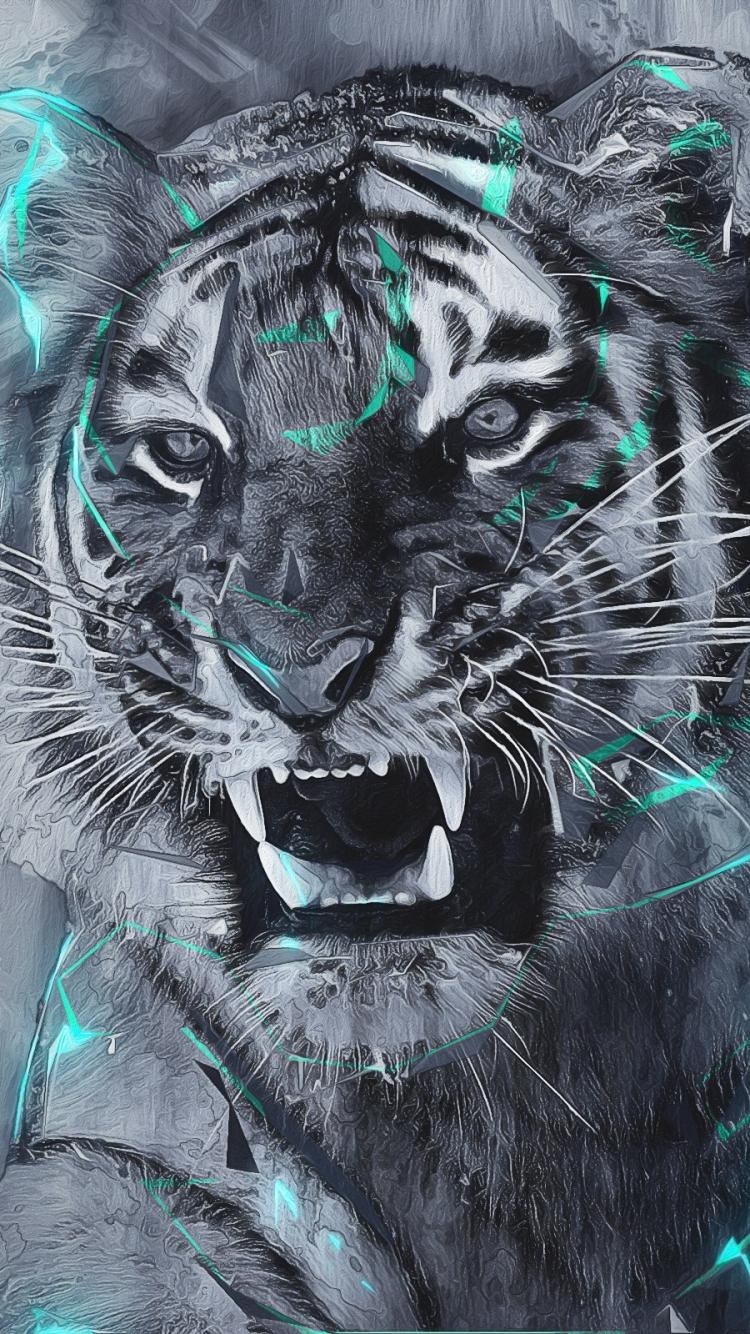 750x1340 Fantasy Tiger () Wallpaper, Phone