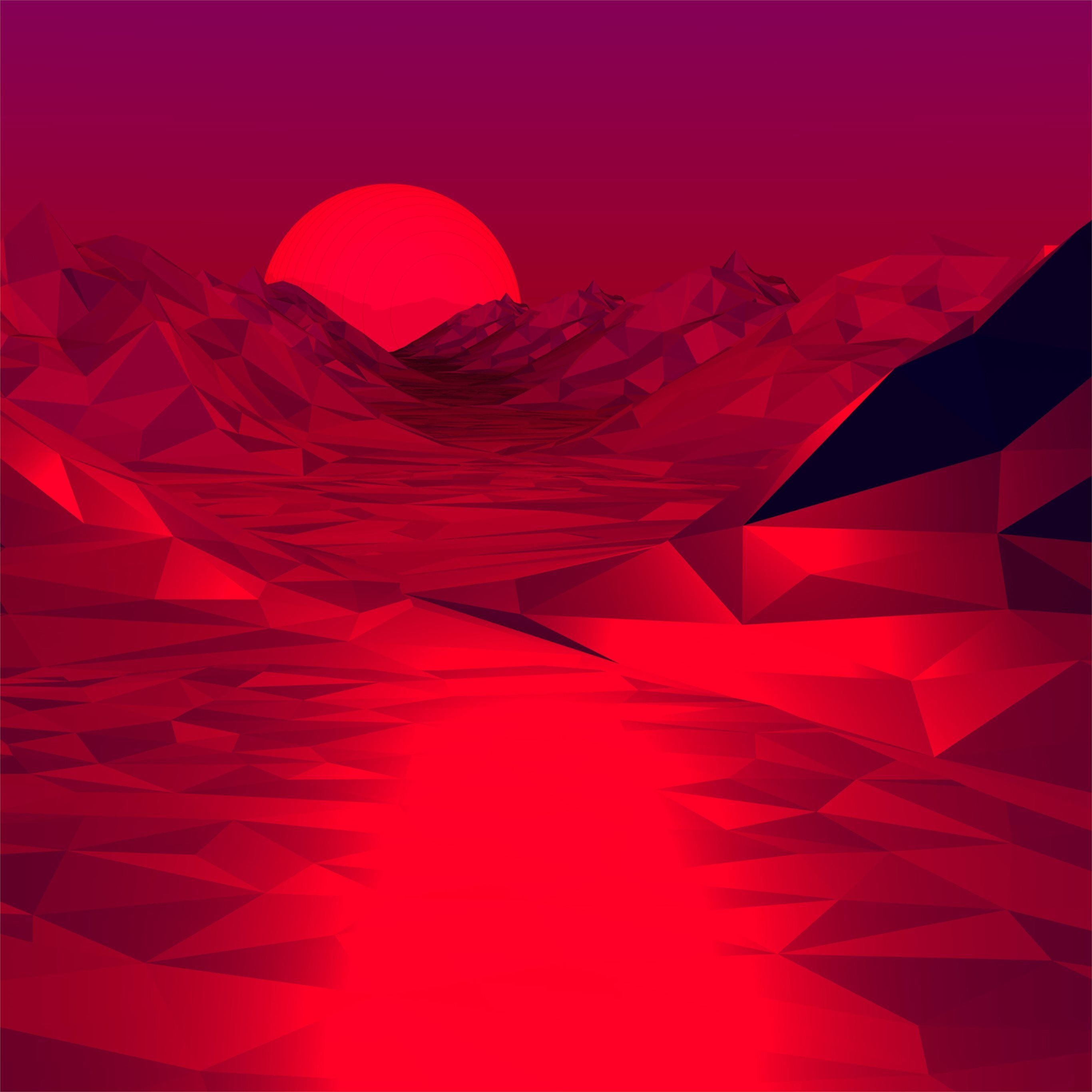 2740x2740 low poly red 3D abstract 4k iPad Pro Wallpaper Free Download, Phone