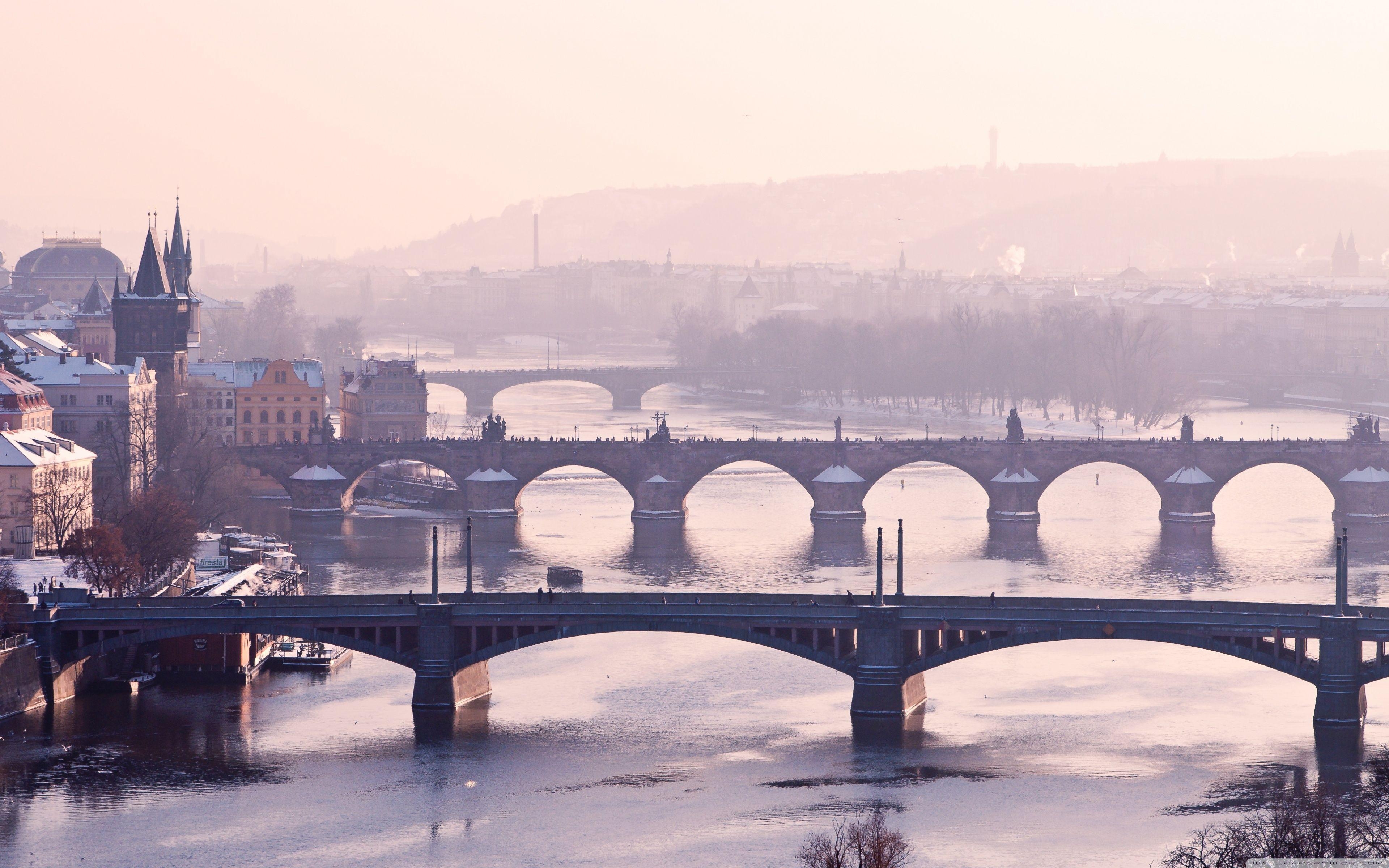 3840x2400 Prague Bridge, Czech Republic HD desktop wallpaper, Widescreen, Desktop