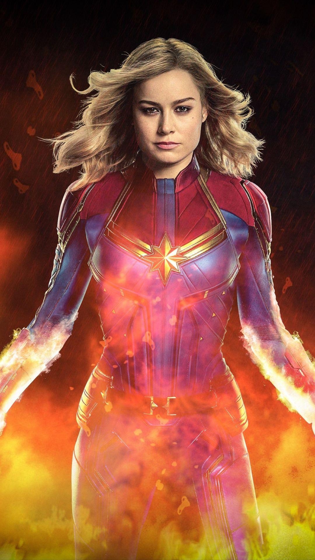 1080x1920 Fan art, Brie Larson, superhero, Captain Marvel, 2019 movie, Phone