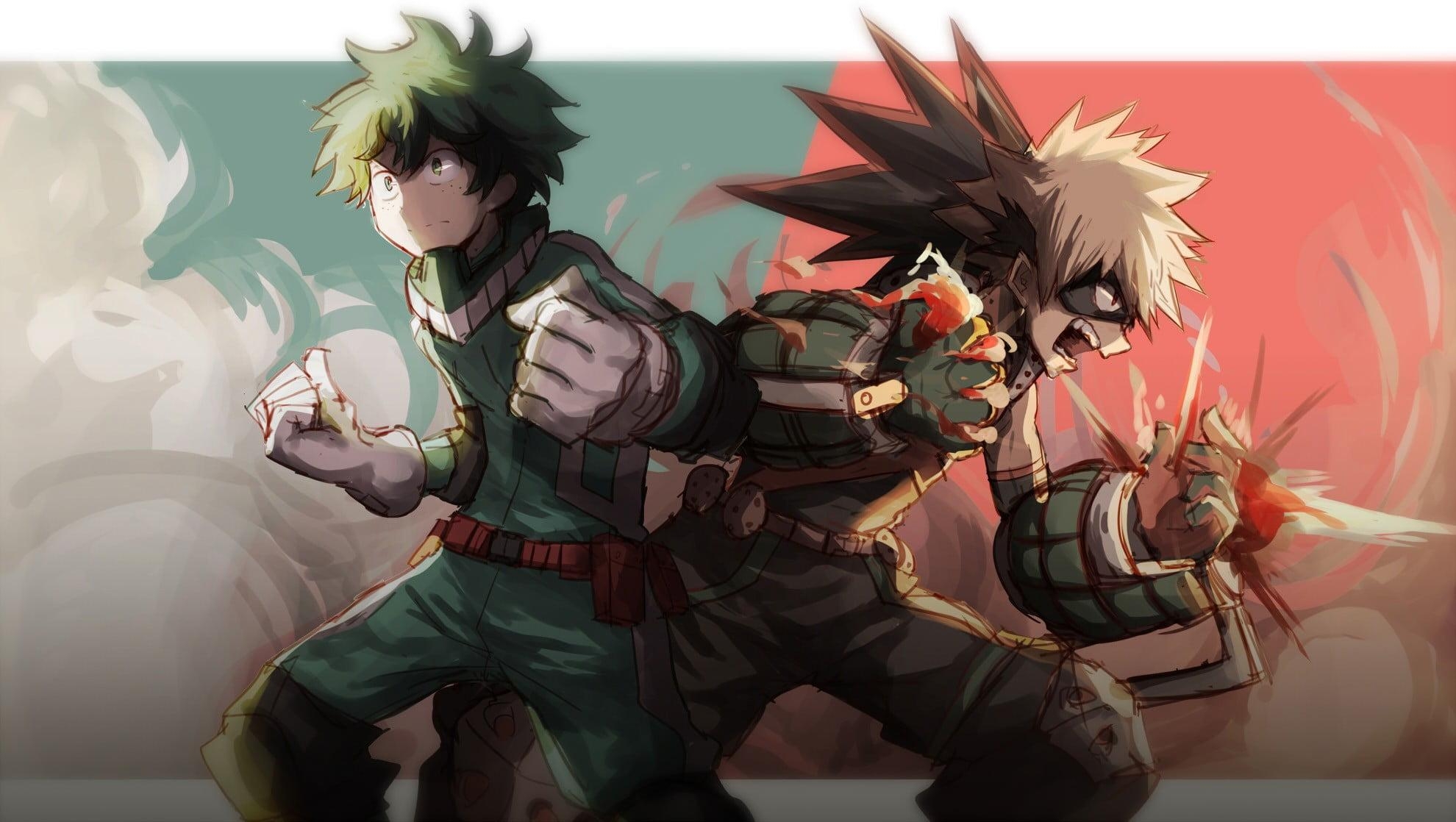 1980x1120 My Hero Academia Young Bakugo and Midoriya graphic wallpaper, Boku, Desktop