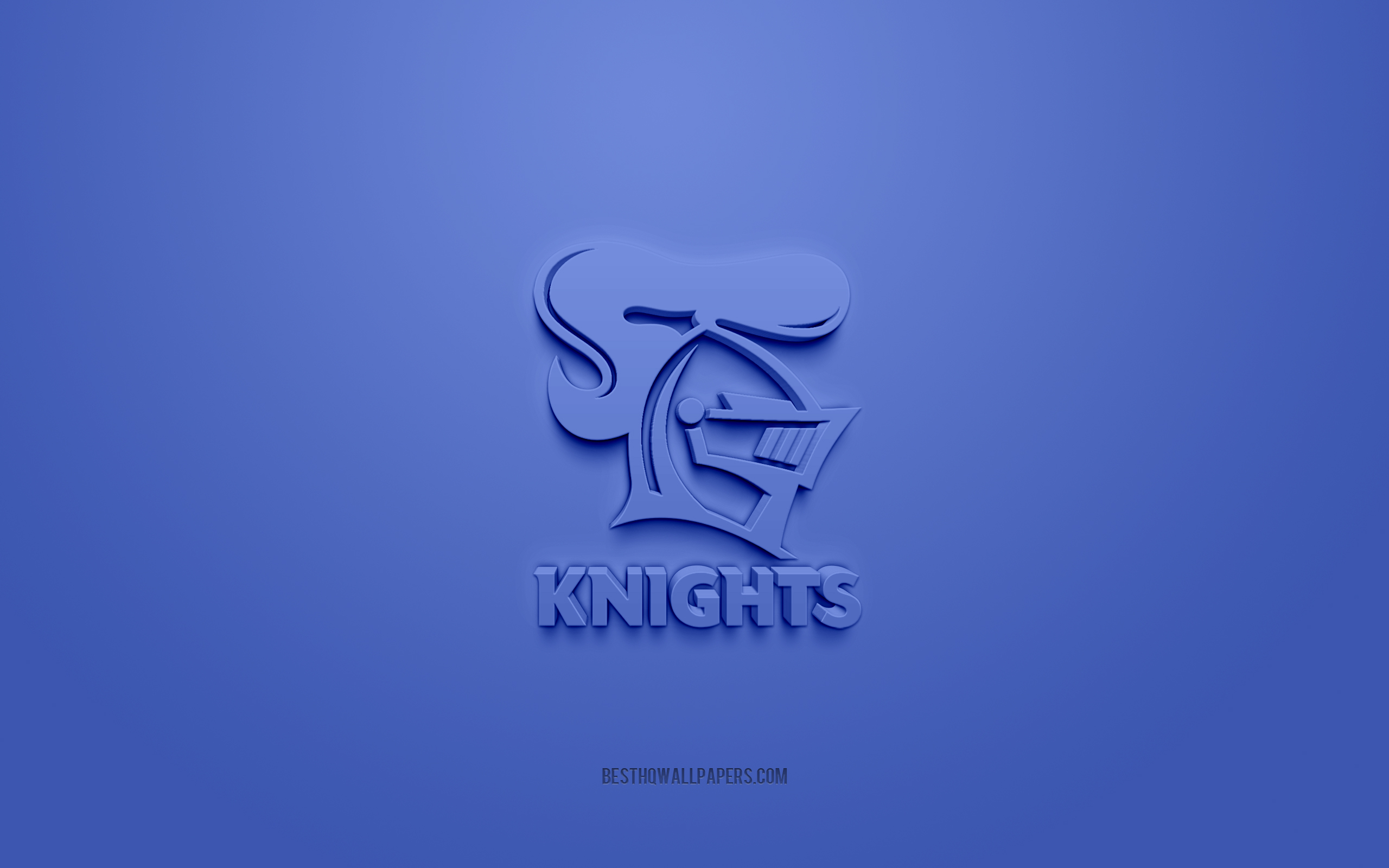 2560x1600 Download wallpaper Newcastle Knights, creative 3D logo, blue background, National Rugby League, 3D emblem, NRL, Australian rugby league, Newcastle, Australia, 3D art, rugby, Newcastle Knights 3D logo for desktop with resolution, Desktop