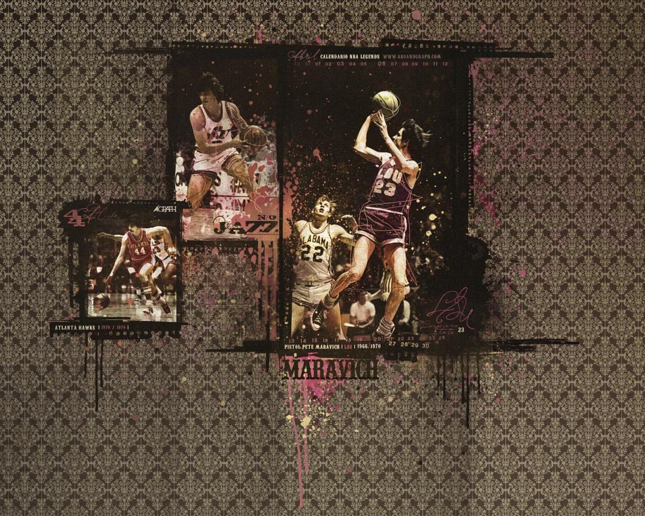 1280x1030 Pete Maravich April 2009 Calendar Wallpaper. Basketball Wallpaper, Desktop