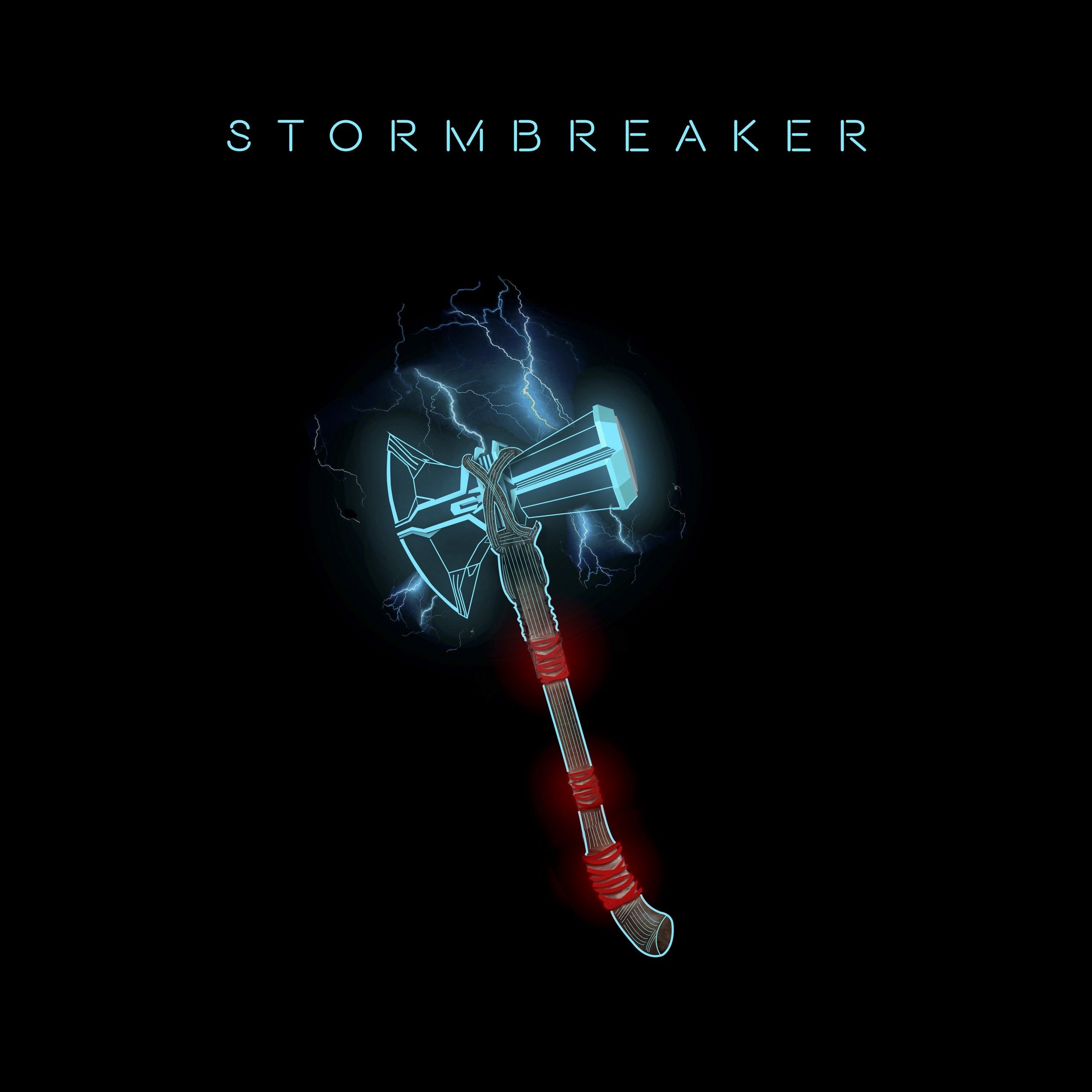 2560x2560 Wallpaper Stormbreaker, Thor, Black background, 4K, 8K, Creative Graphics,. Wallpaper for iPhone, Android, Mobile and Desktop, Phone