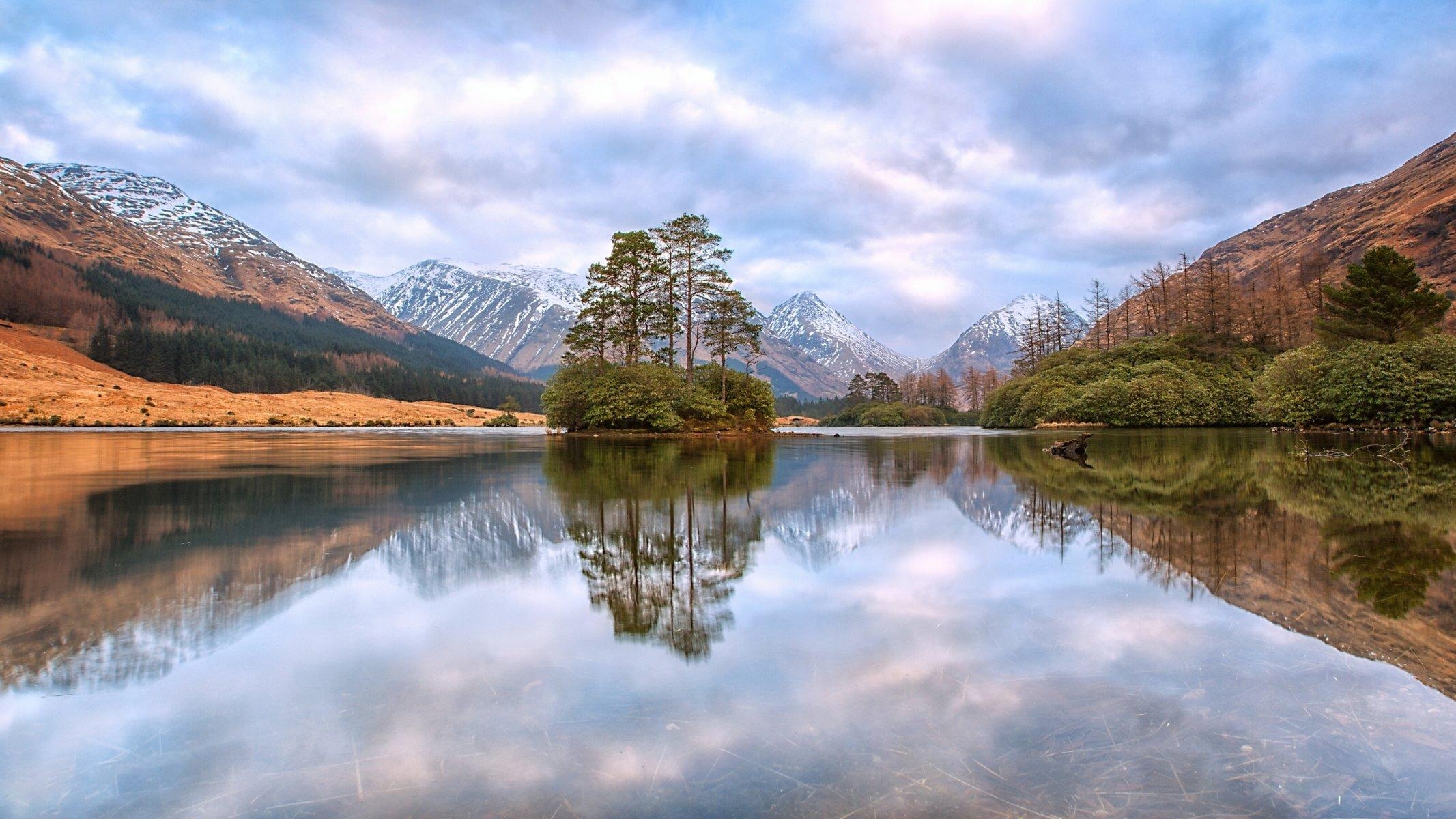 2140x1200 lochan urr scottish highlands glen etive scotland lake lohan, Desktop