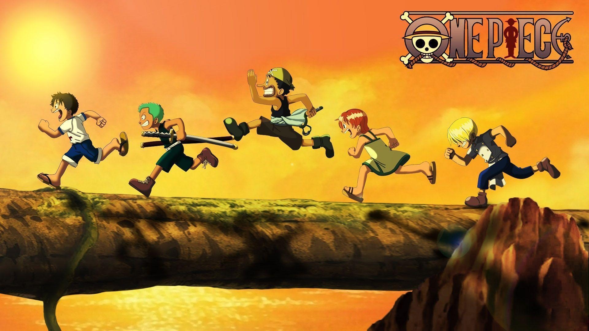 1920x1080 One Piece Kid Luffy, Zoro, Usopp, Nami and Sanji Wallpaper. Anime, Desktop