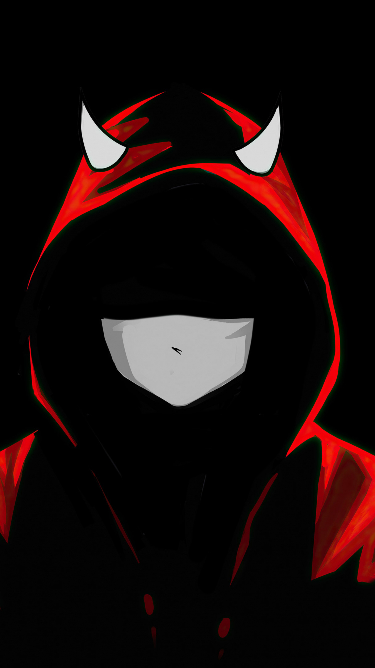 750x1340 Download  wallpaper devil boy in mask, red hoodie, dark, iphone iphone  HD image, background, 25947, Phone