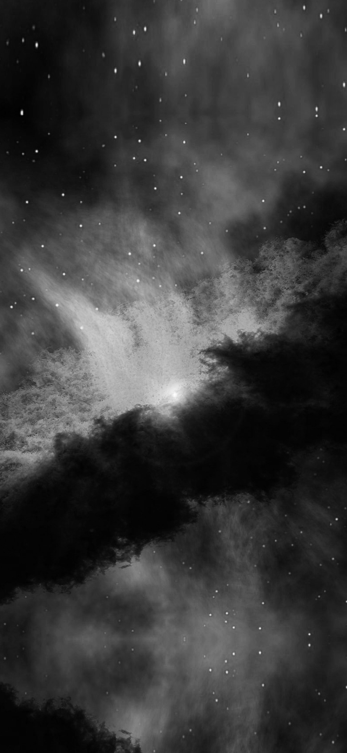 1130x2440 Space Bw Dark Nebula Star Awesome, Phone