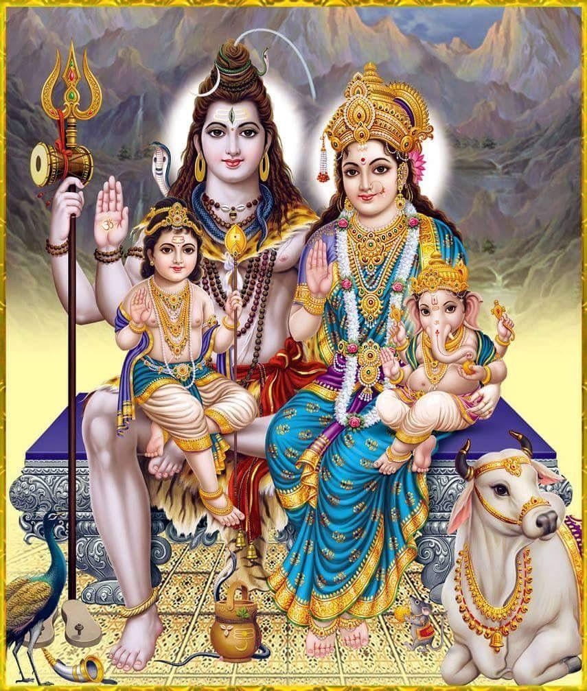 860x1010 Shiva familia. Lord shiva family, Shiva parvati, Phone