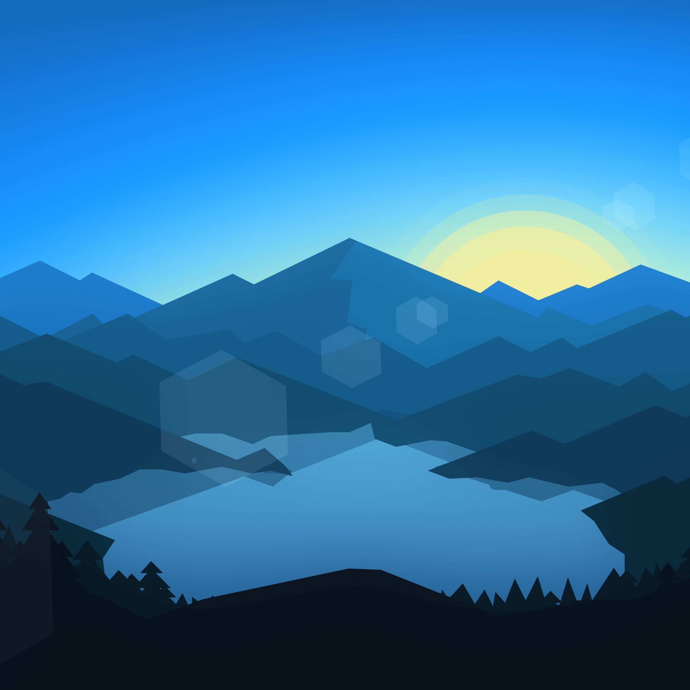 2940x2940 Download  wallpaper forest, mountains, sunset, cool, Phone