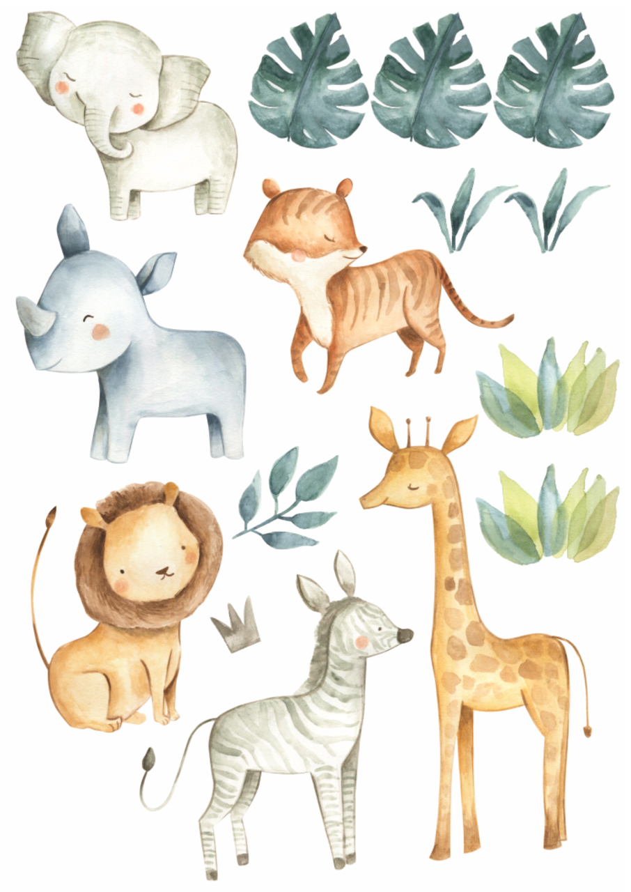 910x1280 Baby Safari Animal Wall Decals. Safari animal wall decals, Safari animals, Fabric wall decals, Phone