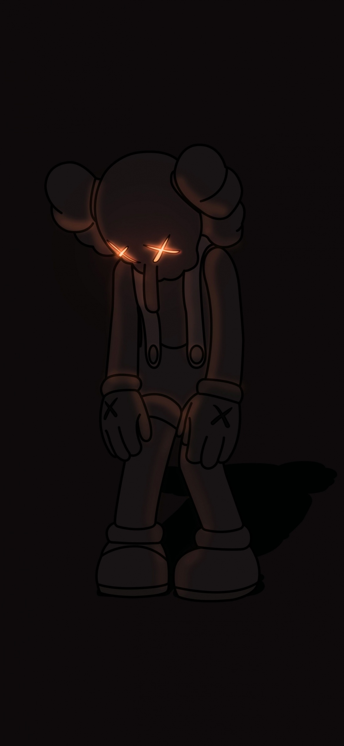 1170x2540 Kaws sad Wallpaper 4K, Kaws Companion, Dark background, Phone