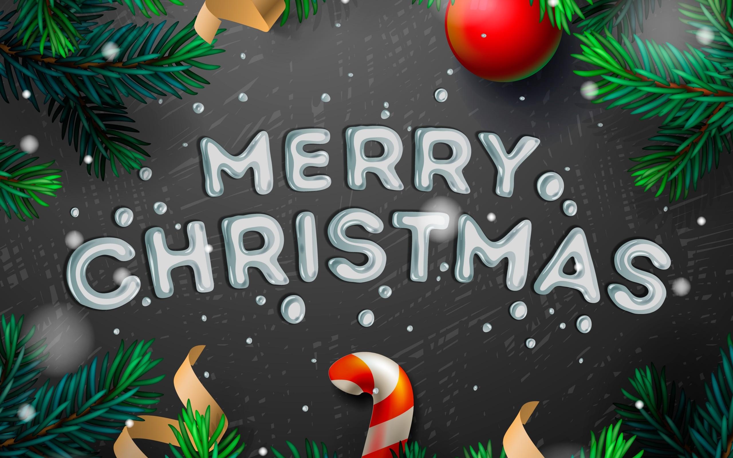 2560x1600 Simple Merry Christmas Illustration Desktop Wallpaper, Desktop