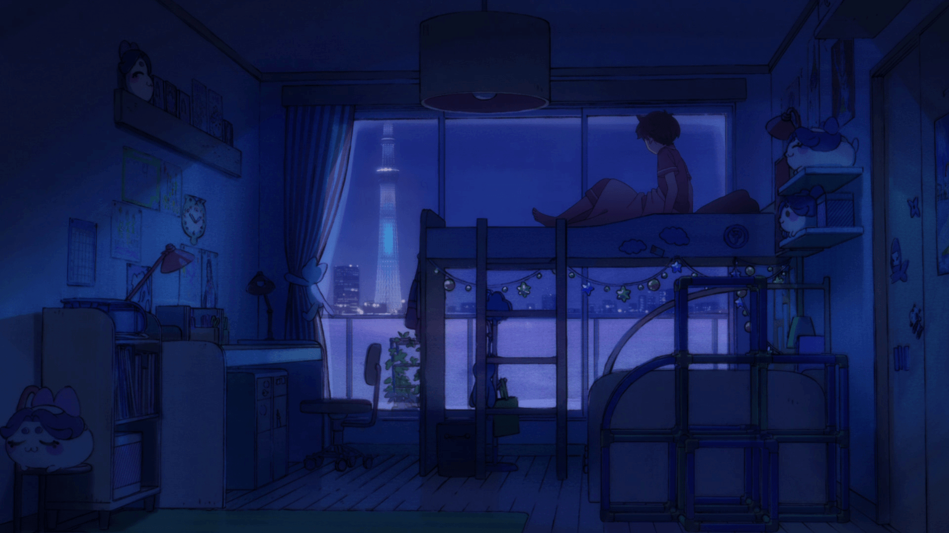 1920x1080 Blue themed room. [Sarazanmai], Desktop