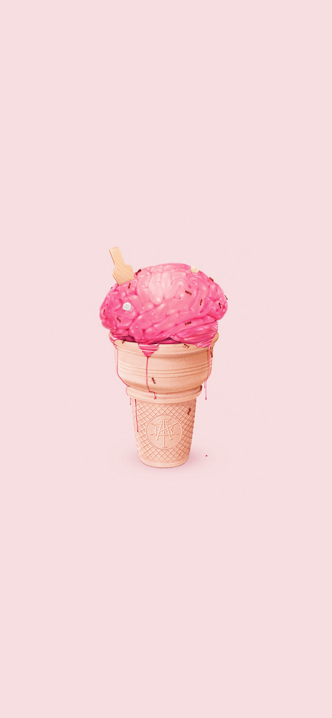 1130x2440 iPhone X wallpaper. brain icecream illust art cute pink, Phone