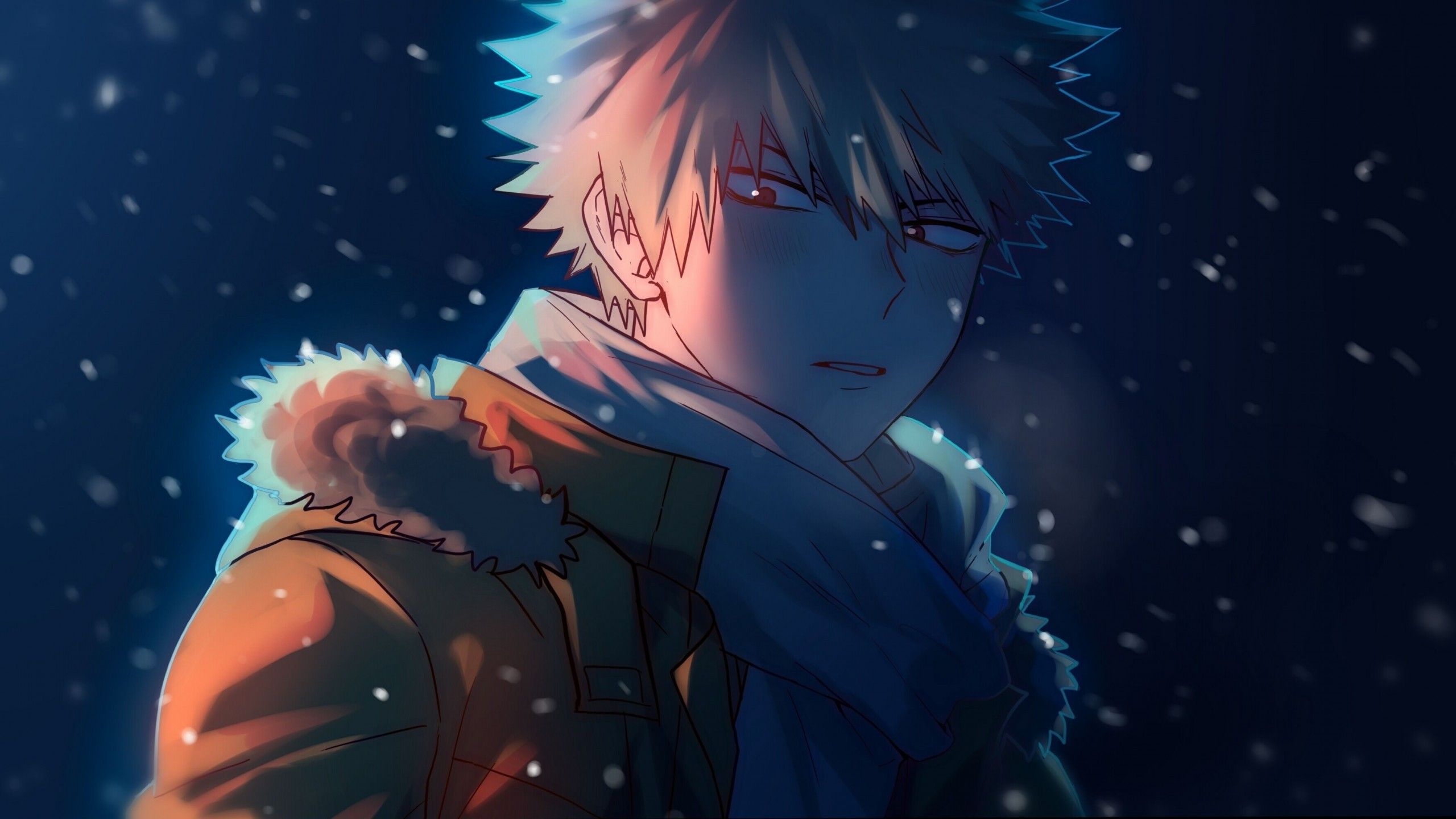 2560x1440 bakugou wallpaper katsuki bakugou boku no hero academia snow scarf, Desktop