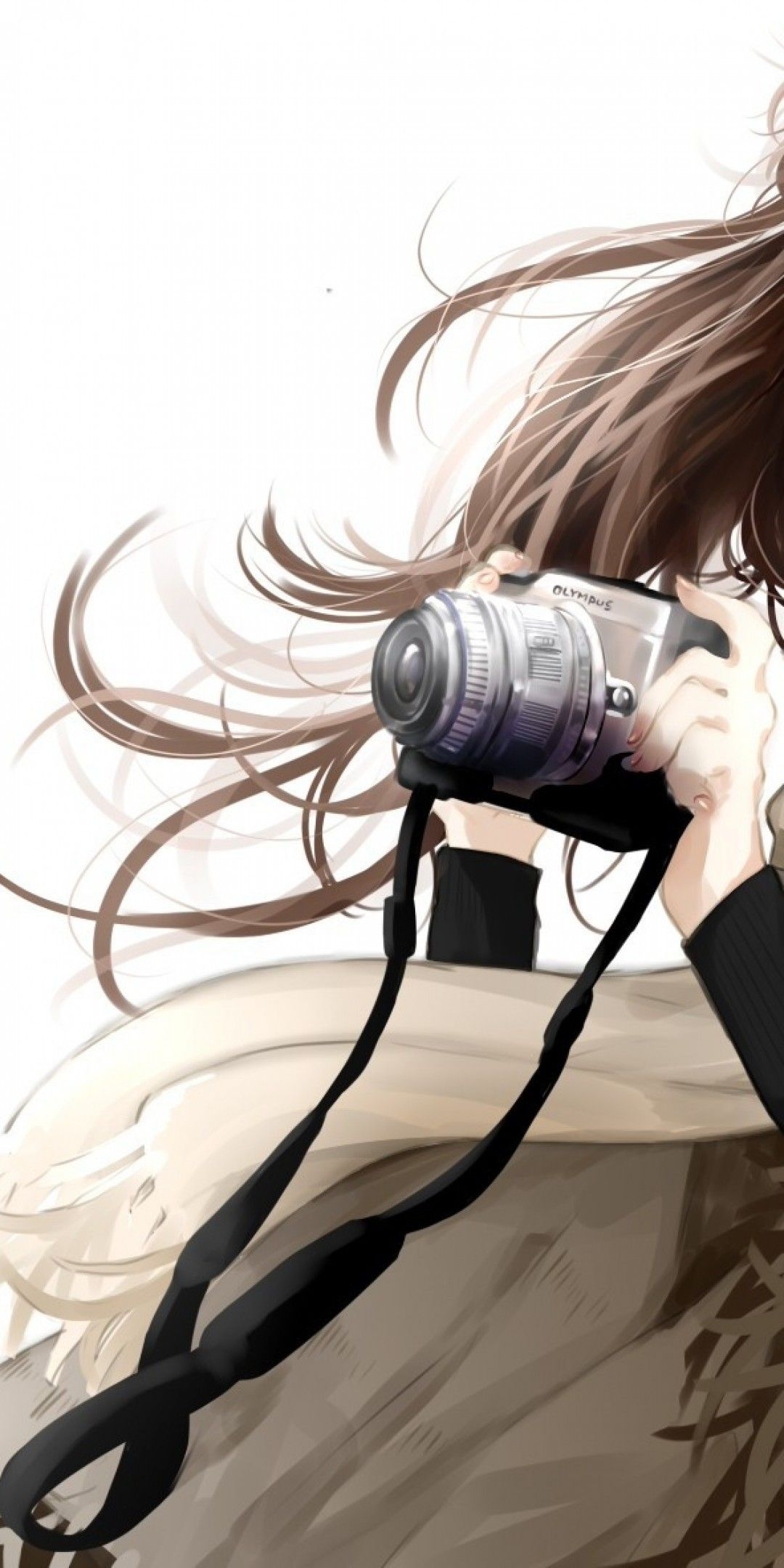 1080x2160 Photographer Anime Girl With Camera, Phone