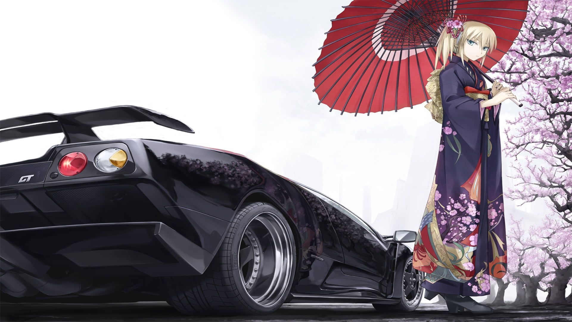 1920x1080 yukata Lamborghini Diablo #anime anime girls #car #vehicle, Desktop