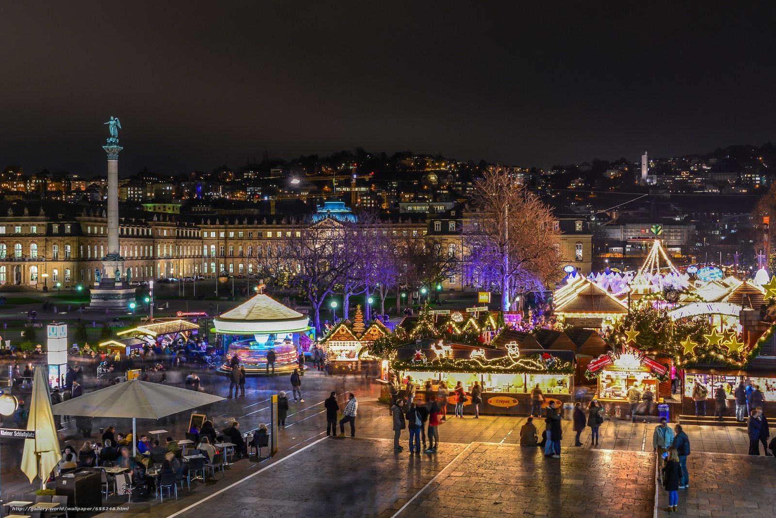 1600x1070 Download wallpaper Stuttgart, Christmas Fair, night free desktop, Desktop