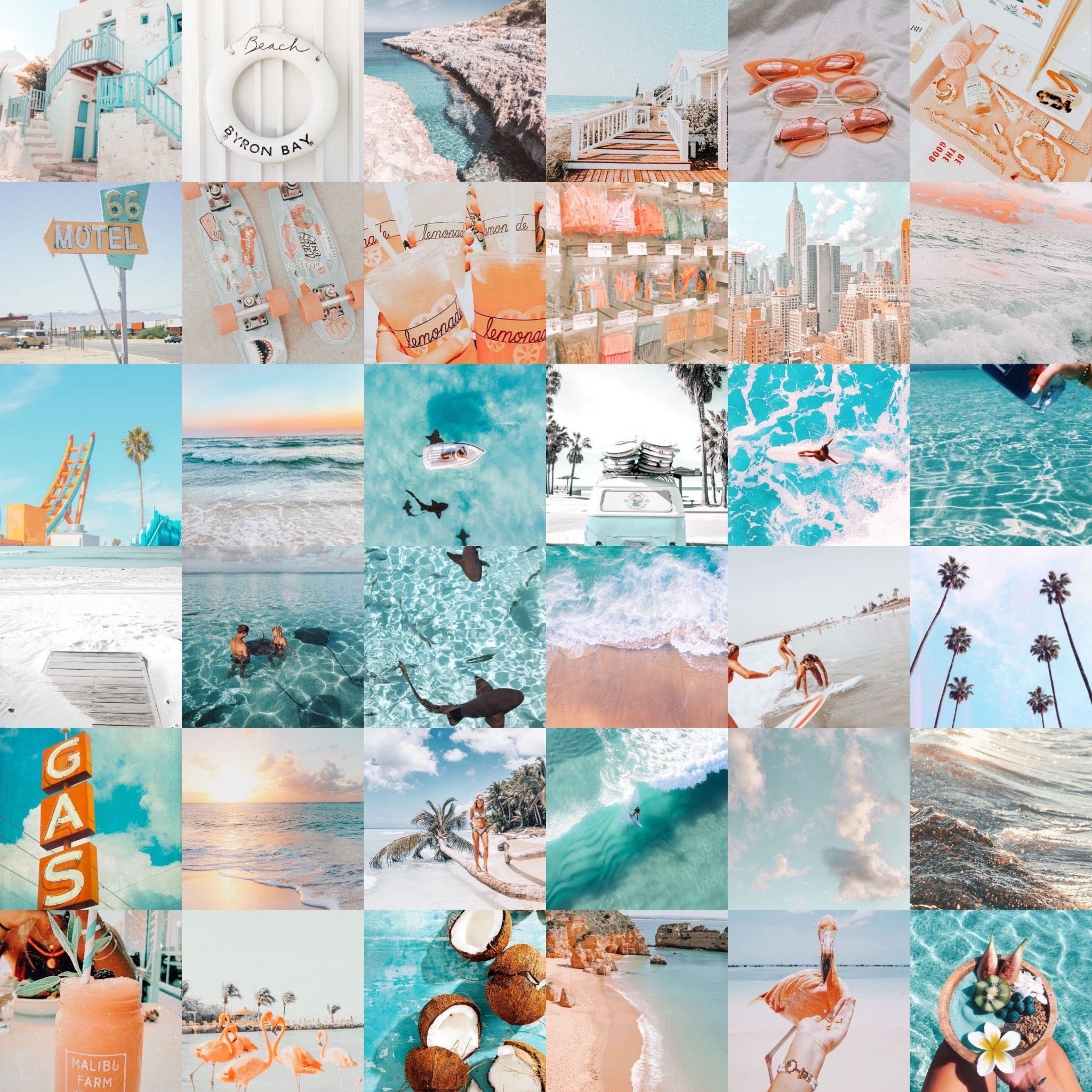 2050x2050 Beachy Aesthetic Photo Wall Collage digital Download, Phone