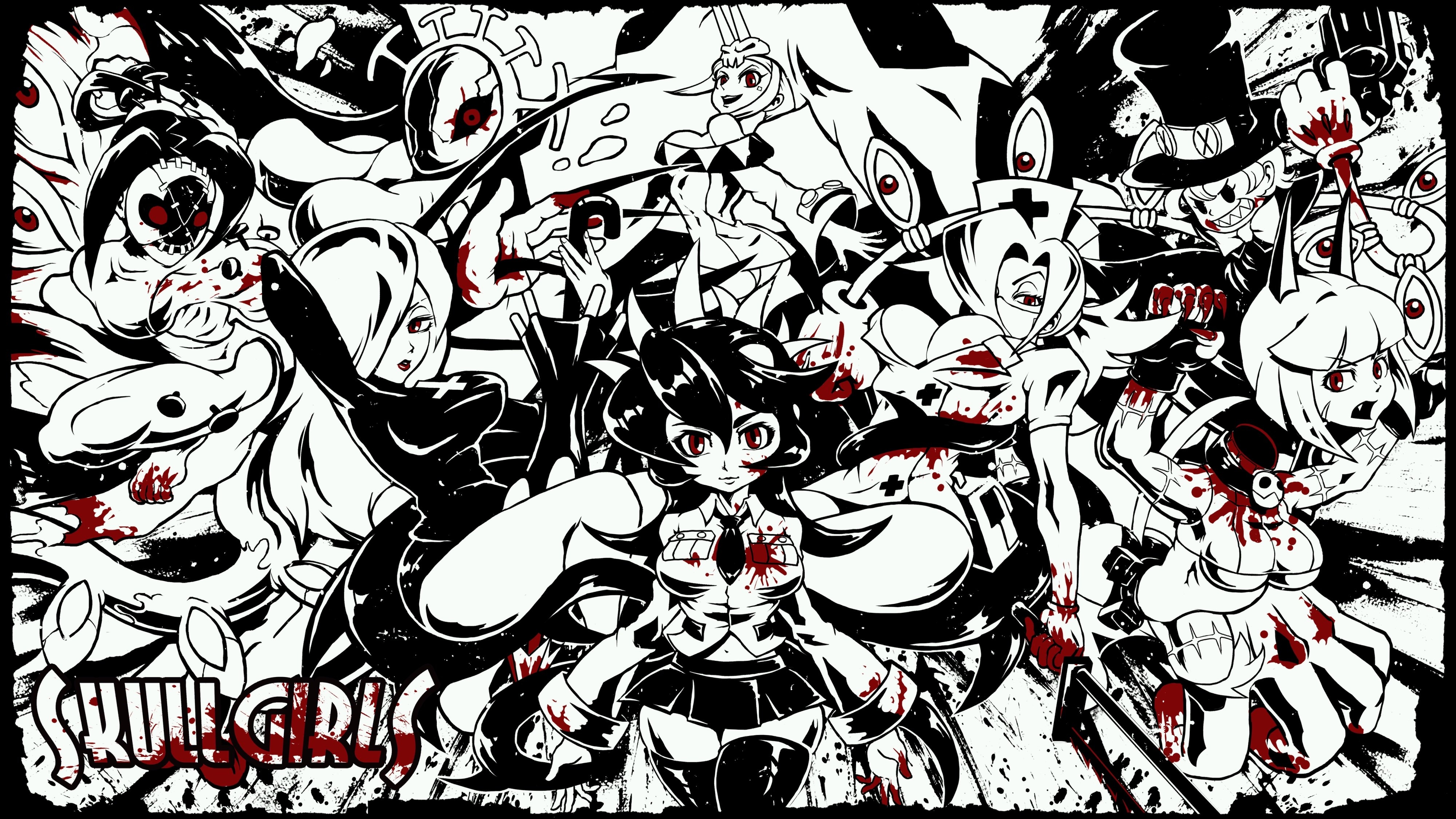 4000x2250 SKULLGIRLS action fighting chibi girl girls skull warrior anime, Desktop