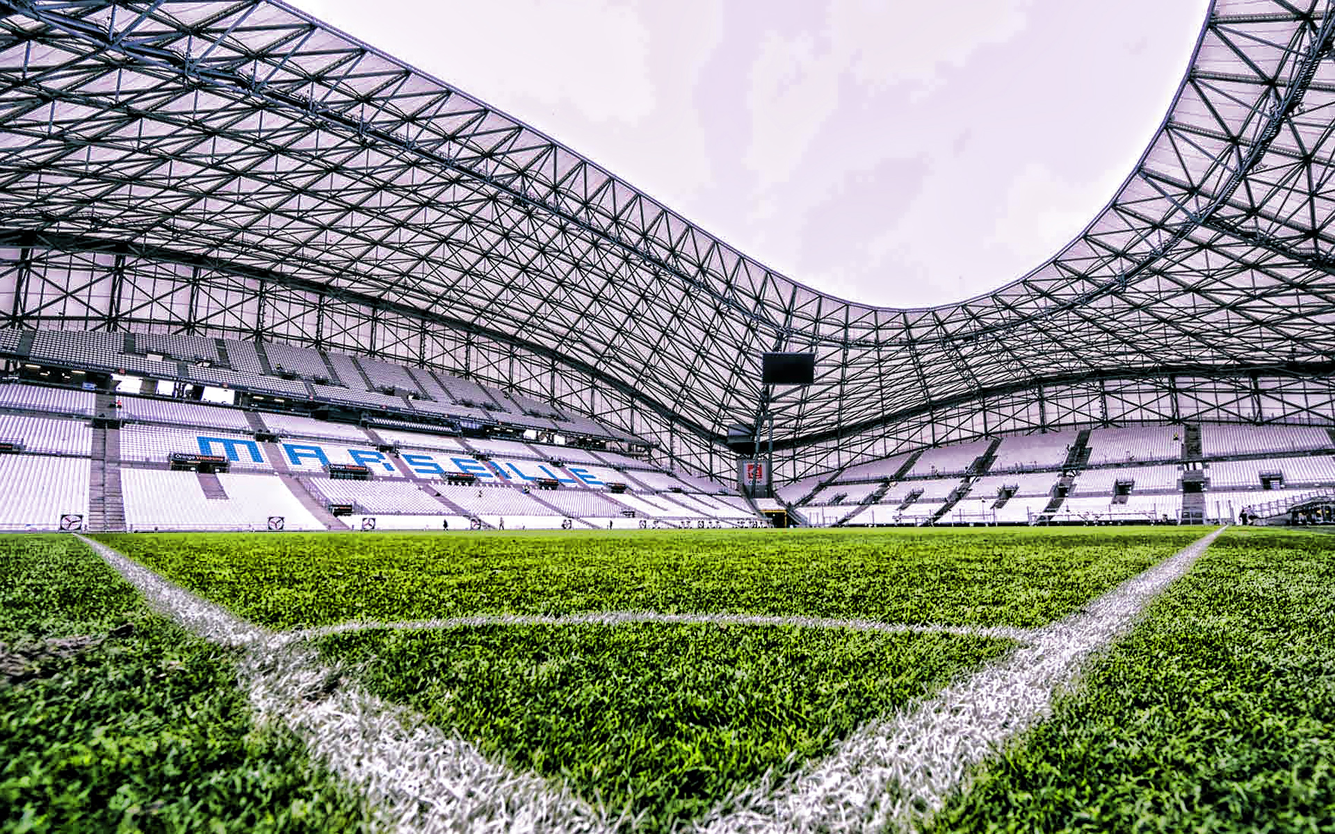 1920x1200 Download wallpaper Velodrome, corner, empty stadium, Olympique Marseille stadium, soccer, Stade Velodrome, France, Marseille, football stadium, french stadiums, OM stadium for desktop with resolution. High Quality HD picture wallpaper, Desktop