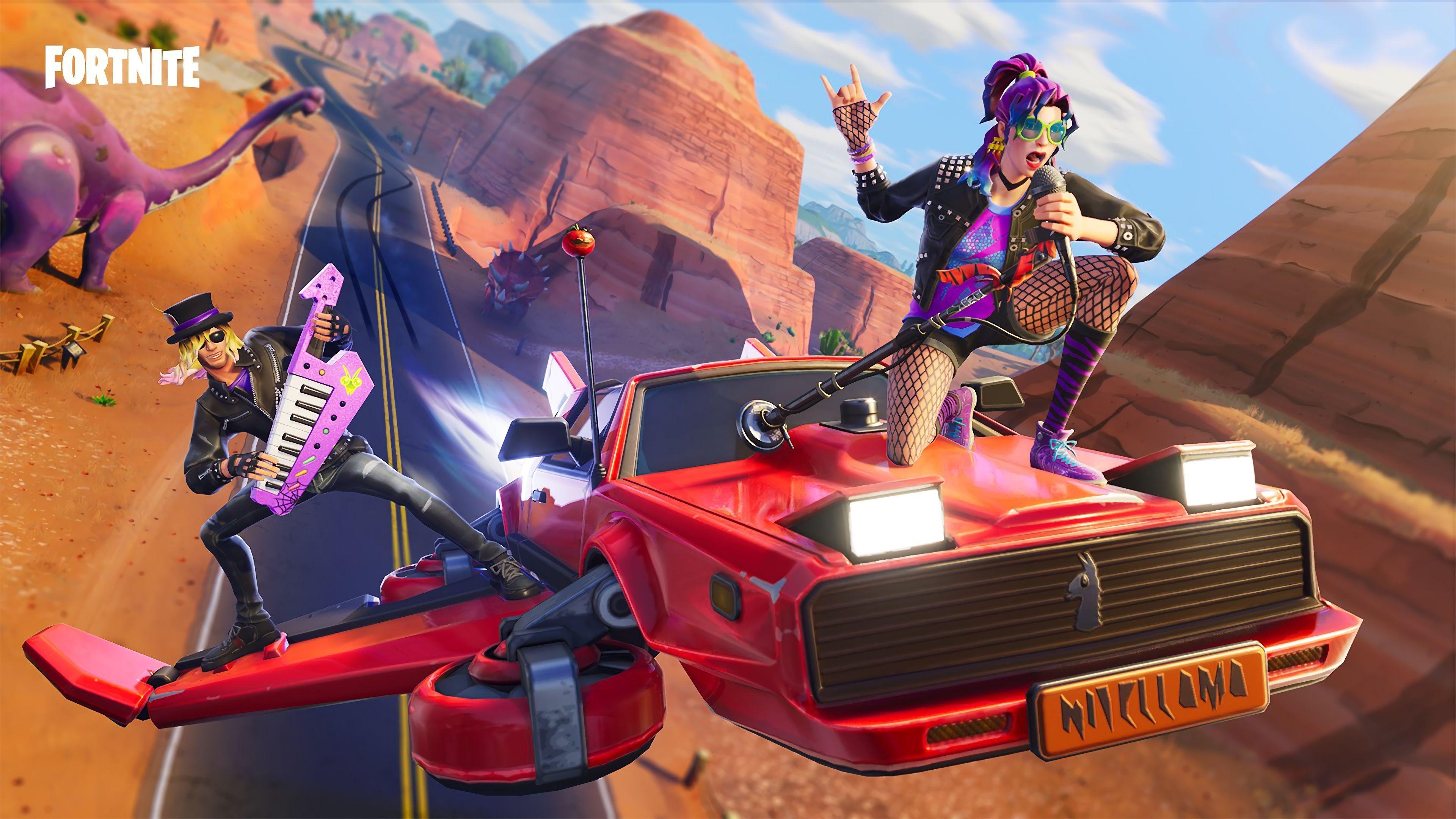 3840x2160 Synth Star And Stage Slayer Hot Rod Glider Fortnite Battle, Desktop