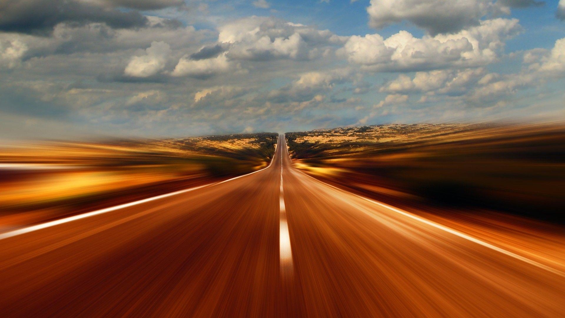 1920x1080 Road Trip, brown, clouds, motion blur wallpaper, Desktop