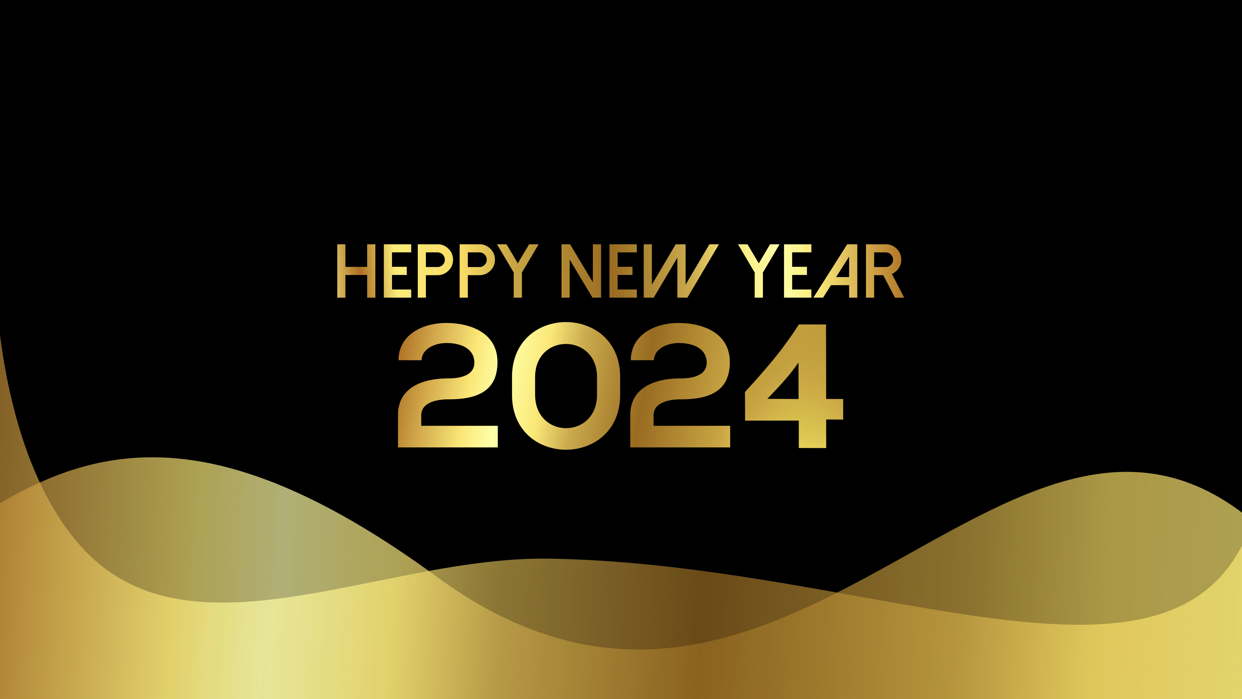 5120x2880 Happy New Year 2024 Wallpaper 4K, Wishes, Golden letters, AMOLED, Desktop